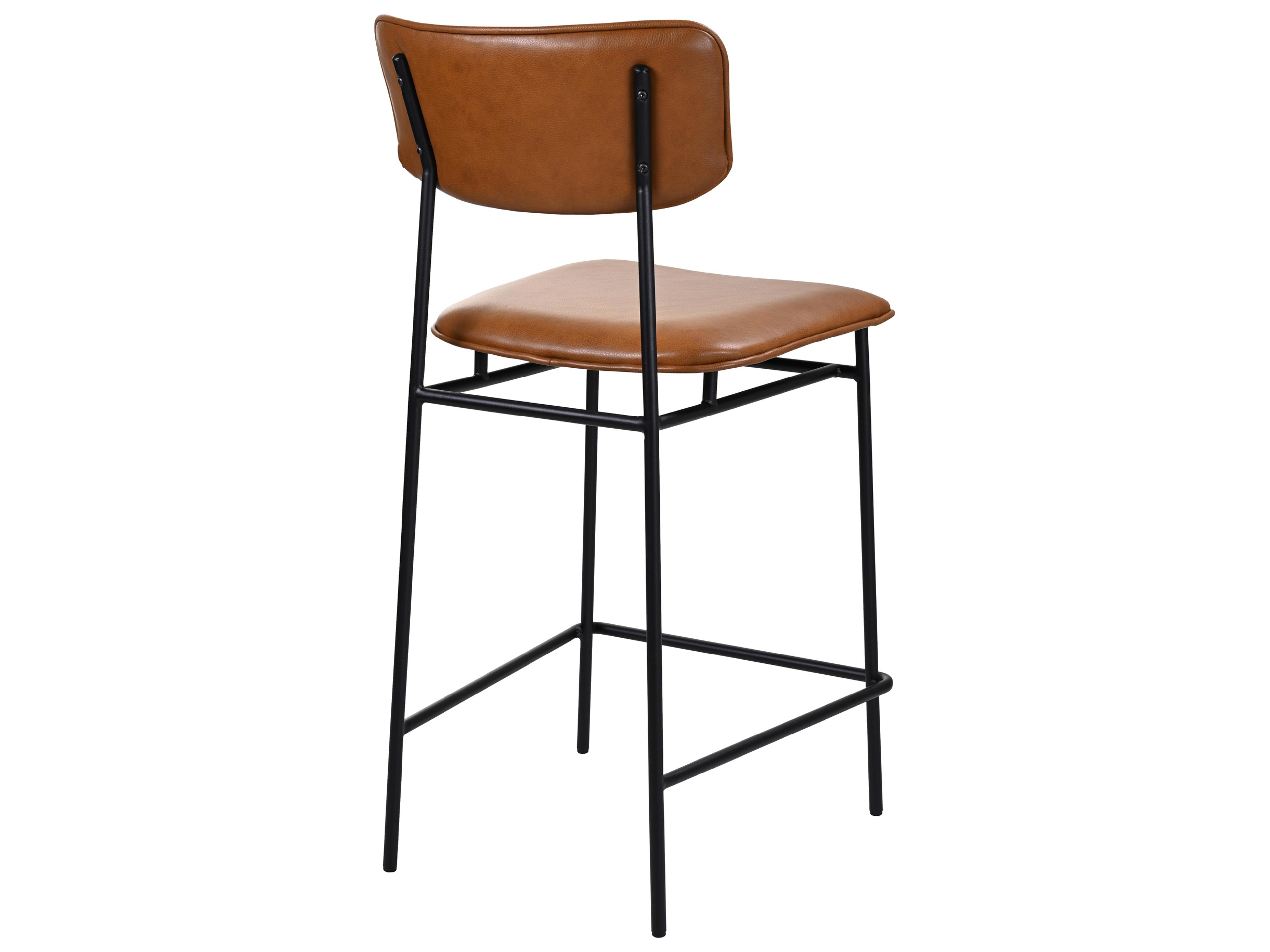 Moe's Home Sailor Leather Ply Wood Brown Counter Stool