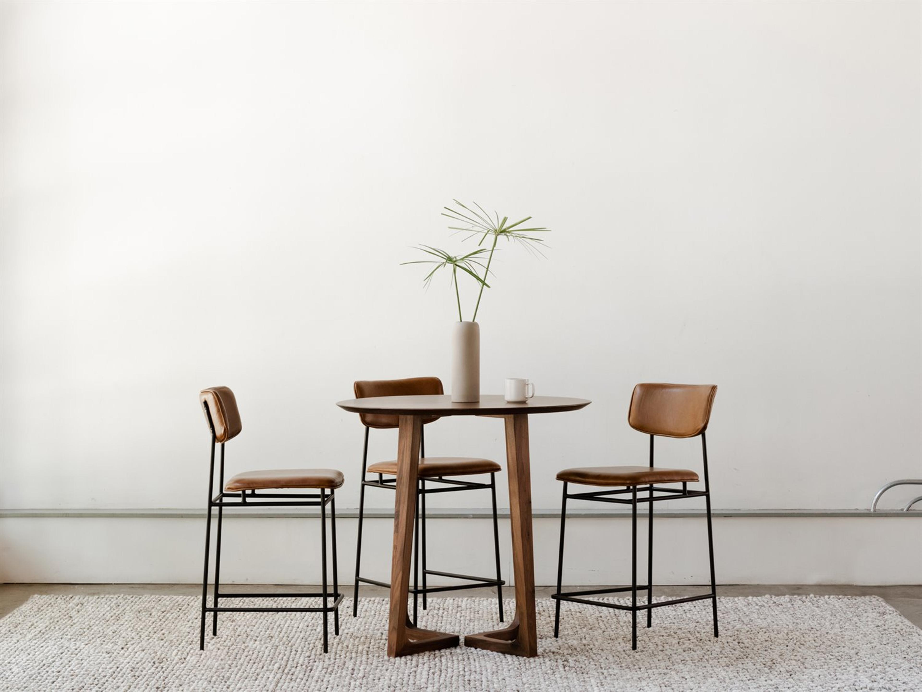 Moe's Home Sailor Leather Ply Wood Brown Counter Stool