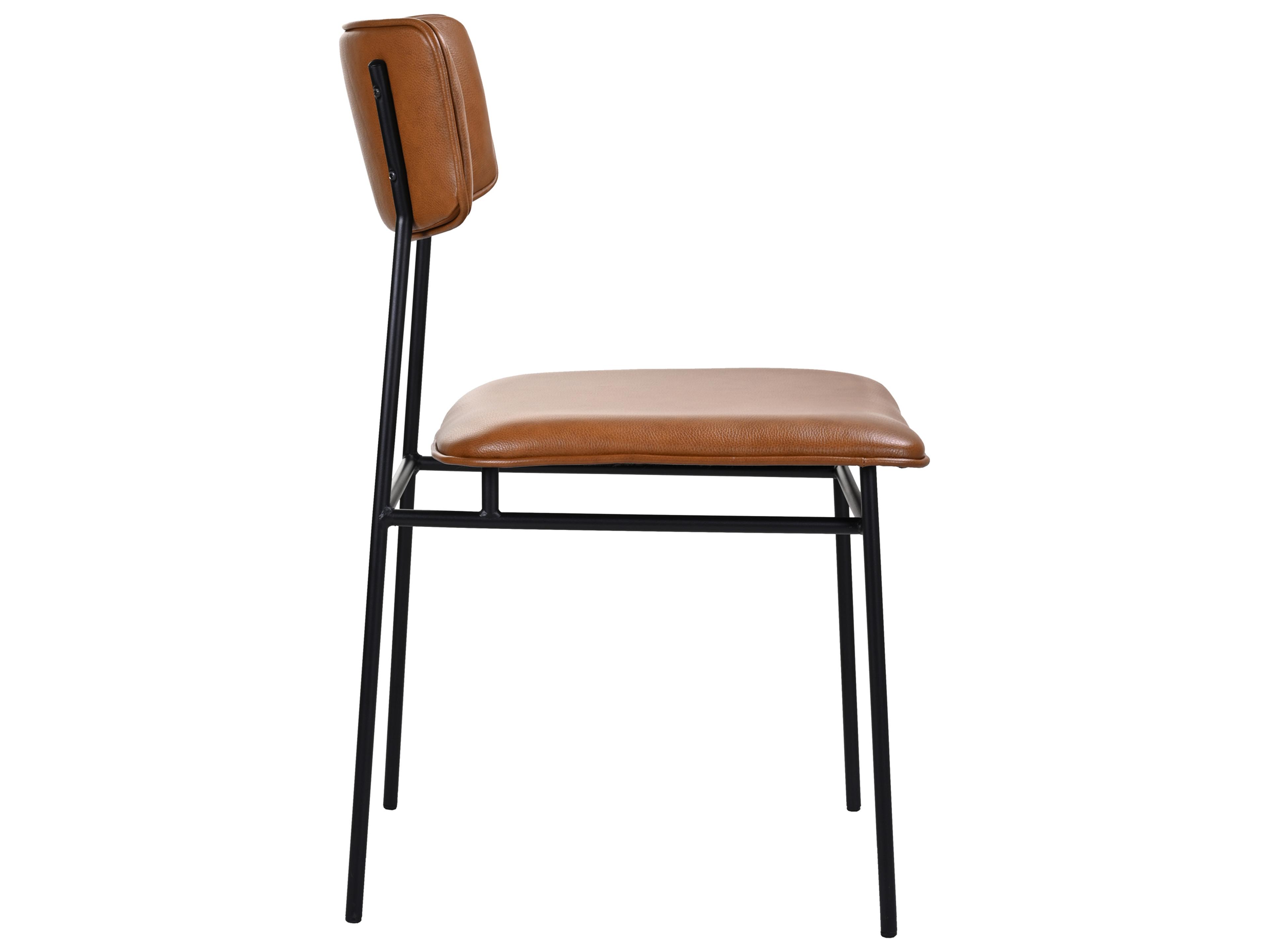 Moe's Home Sailor Leather Ply Wood Brown Upholstered Side Dining Chair - Set of Two