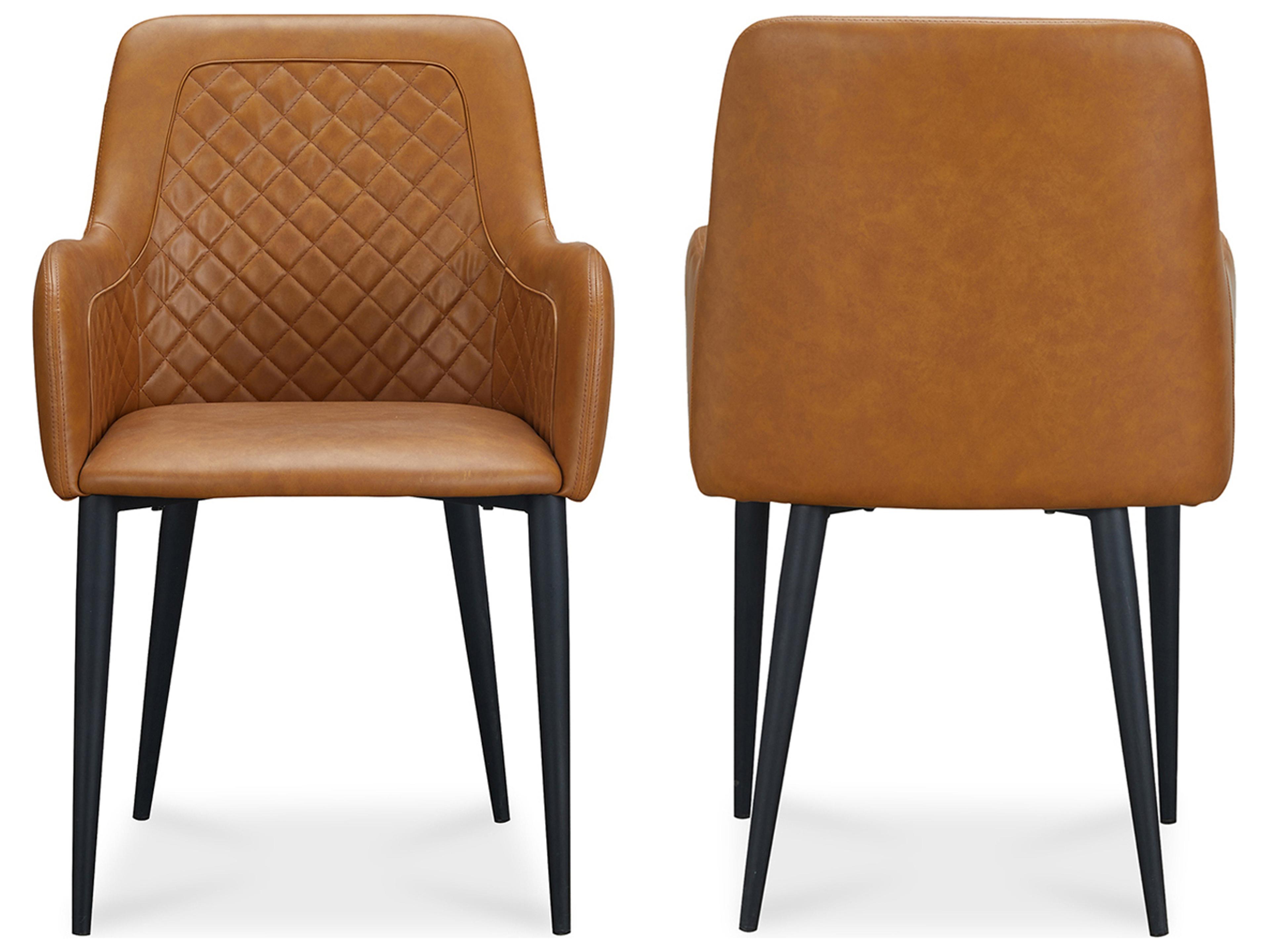 Moe's Home Leather Black Upholstered Arm Dining Chair - Set of Two