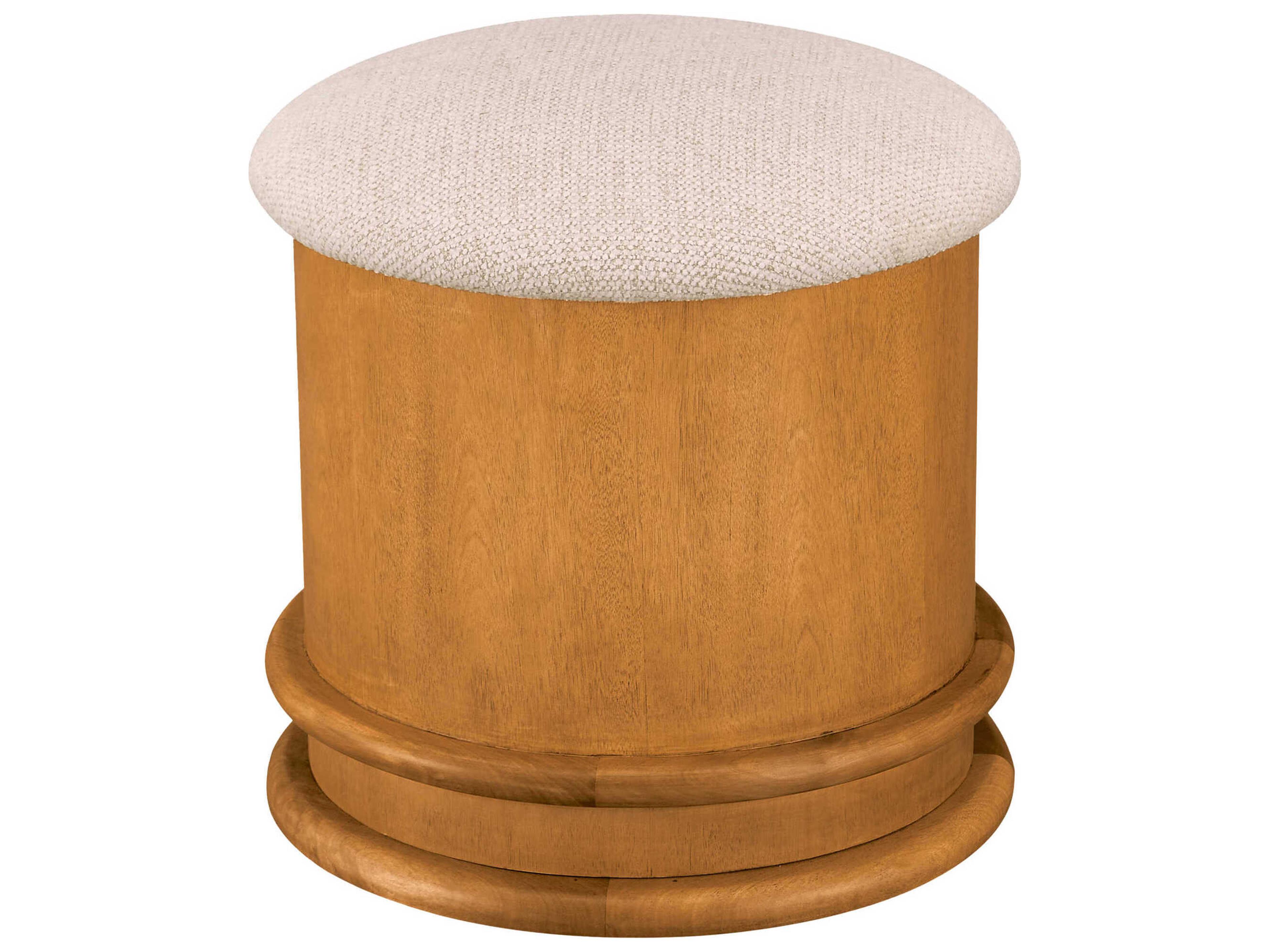 Piccolo Flecked Oatmeal Beige Upholstered Accent Stool