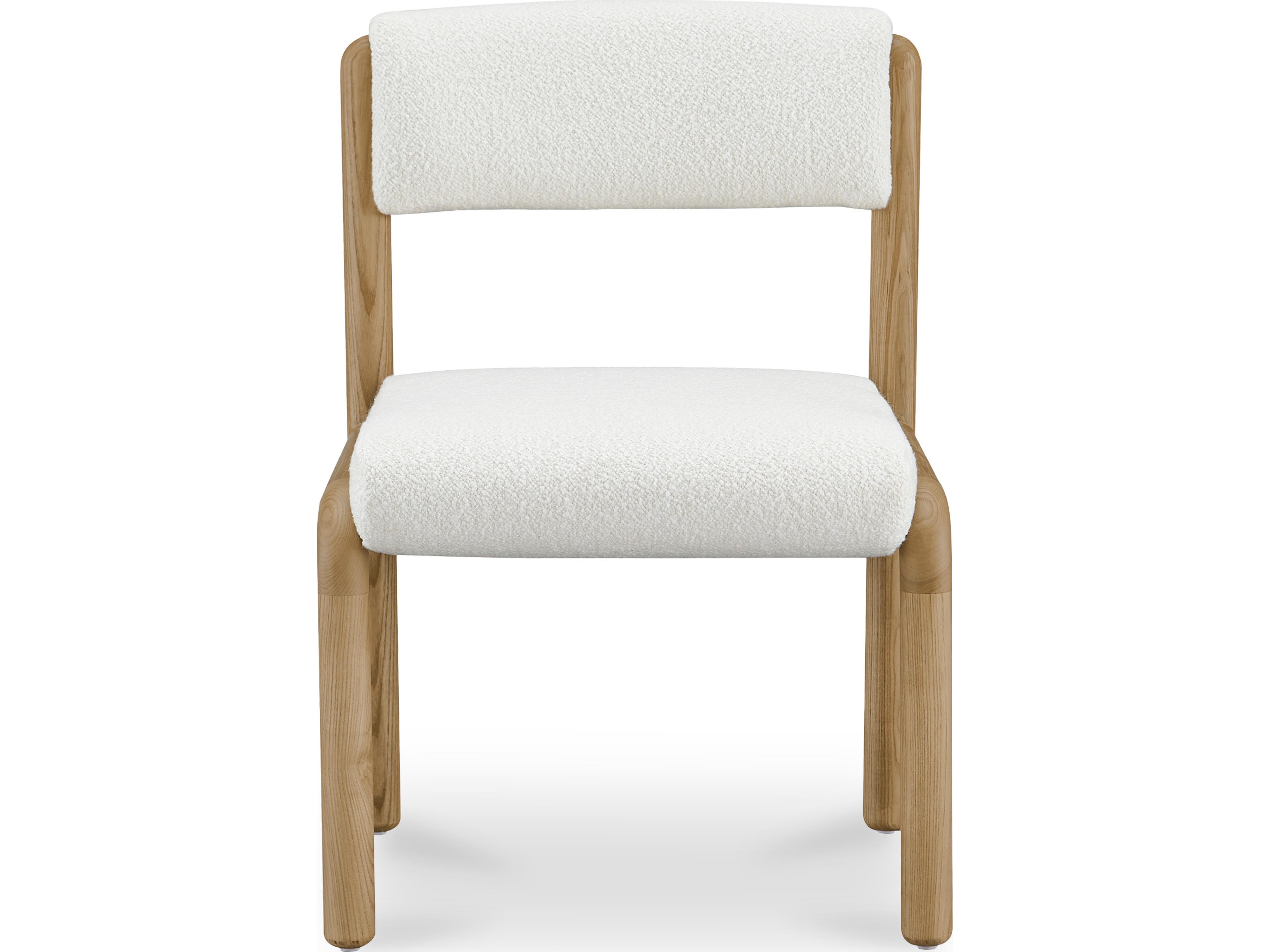 Moe's Home April  White Ash Wood Natural Upholstered Dining Chair (Set Of Two)