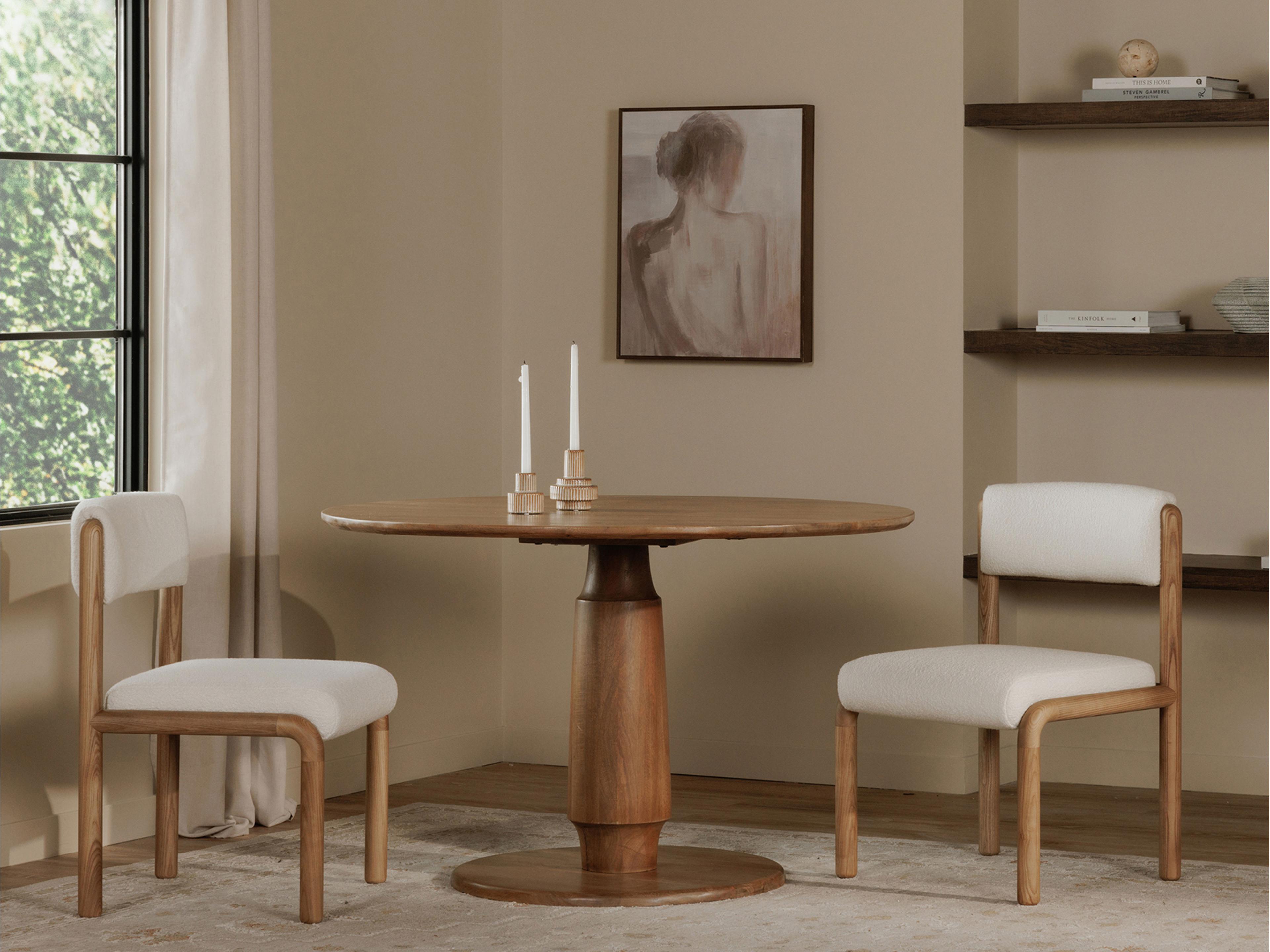 Moe's Home April  White Ash Wood Natural Upholstered Dining Chair (Set Of Two)