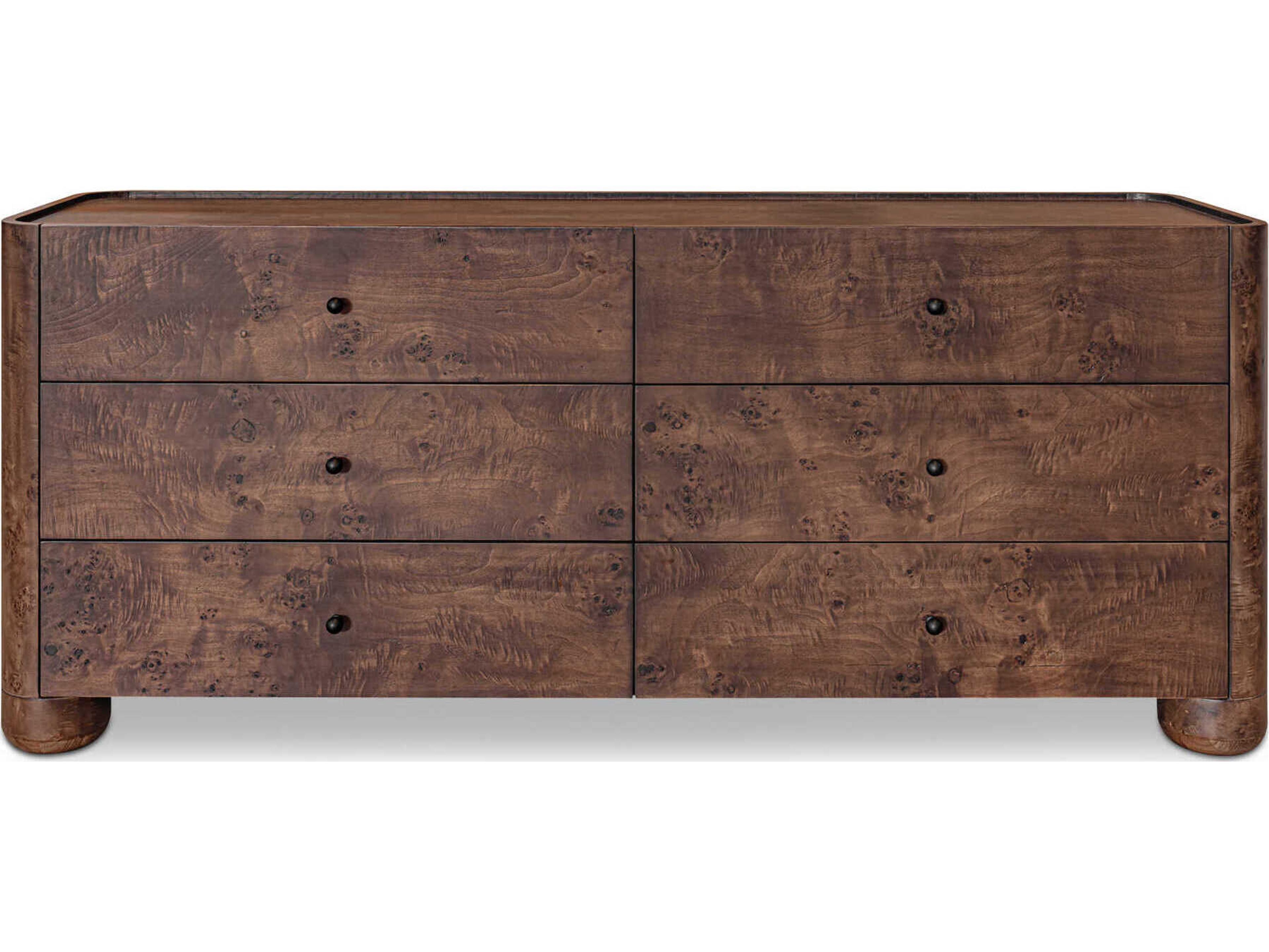 Gibson 6-Drawers Oak Wood Double Dresser