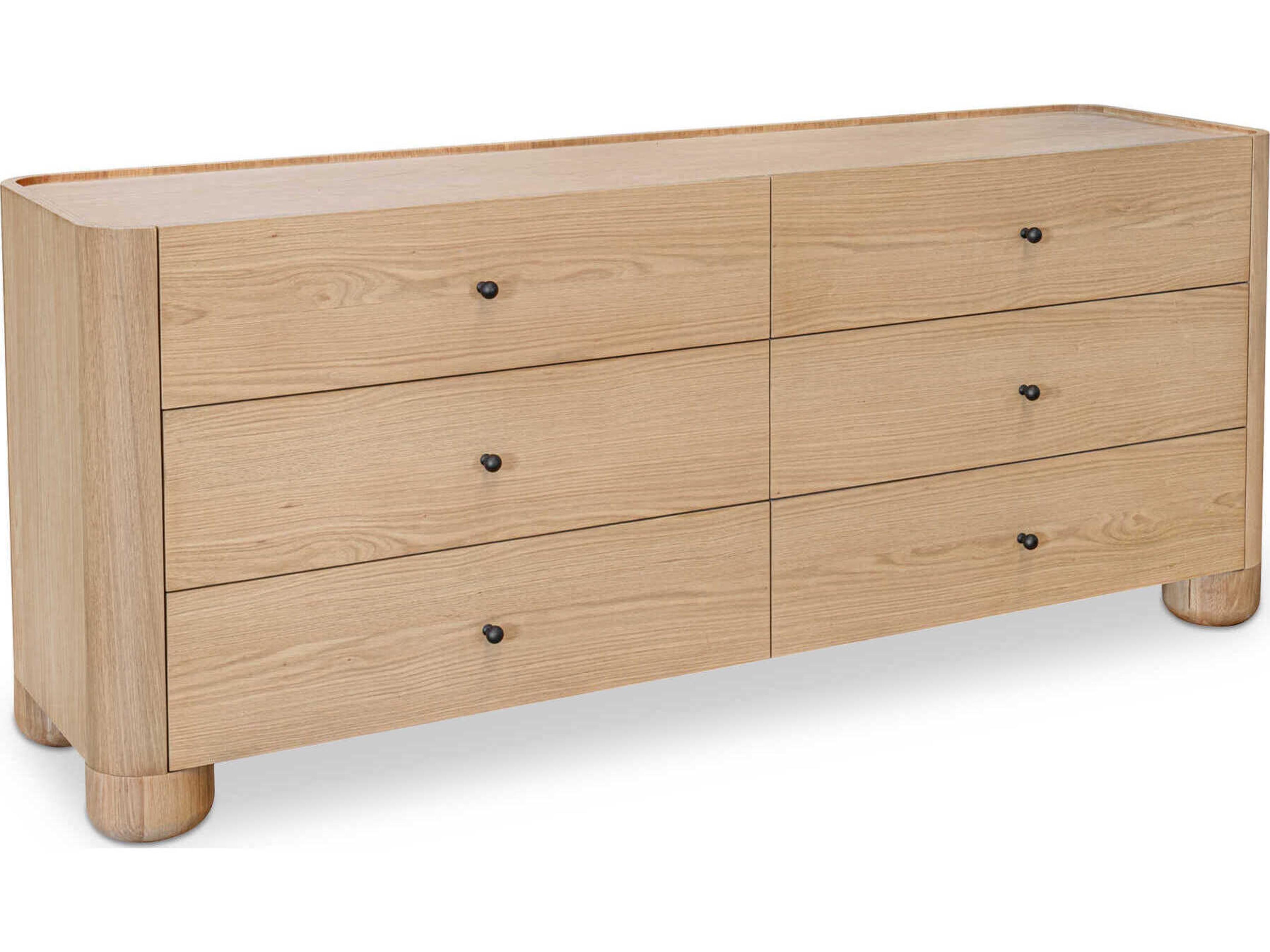Gibson 6-Drawers Oak Wood Double Dresser
