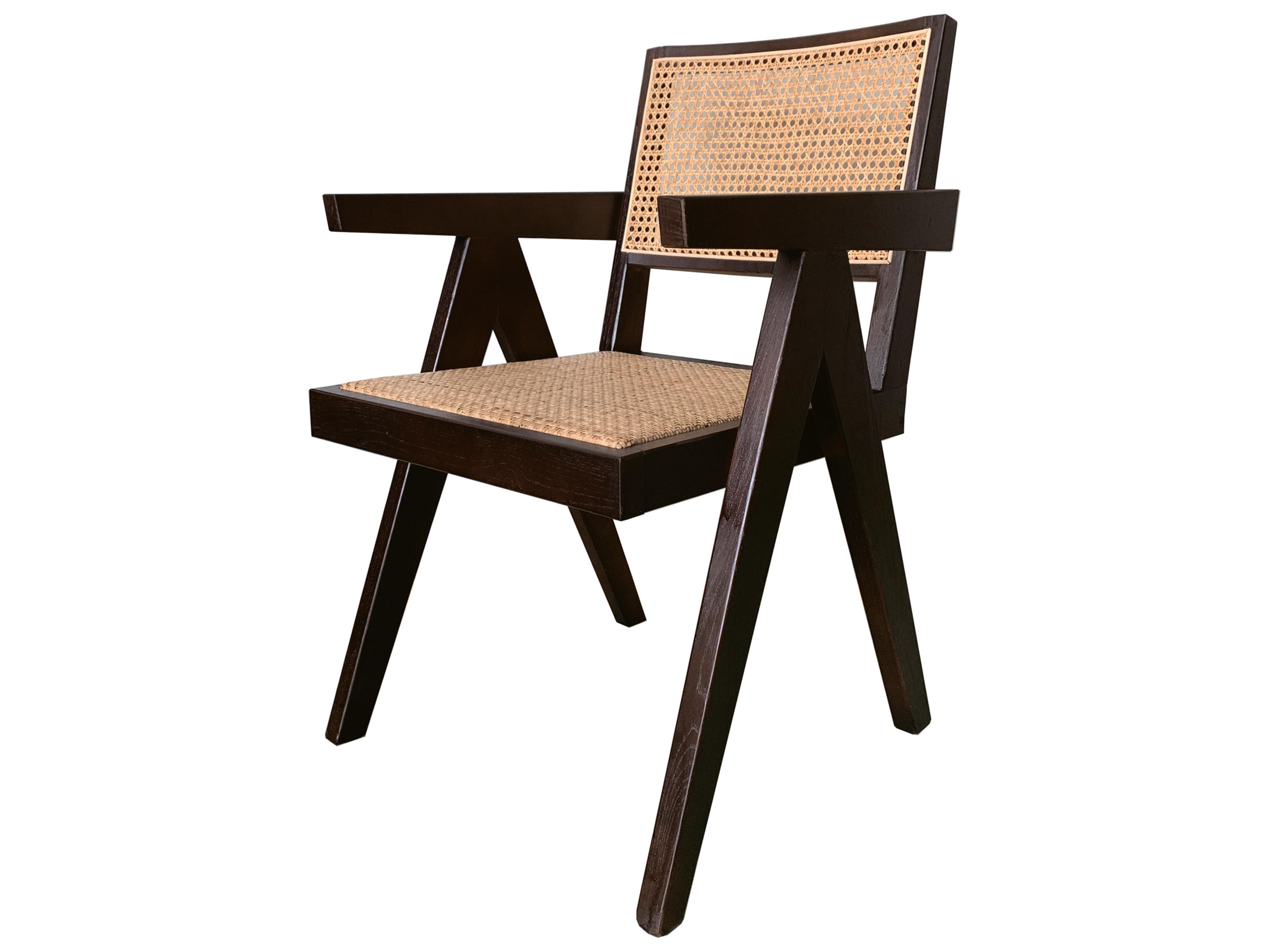 Moe's Home Takashi Elm Wood Brown Arm Dining Chair - Set of Two