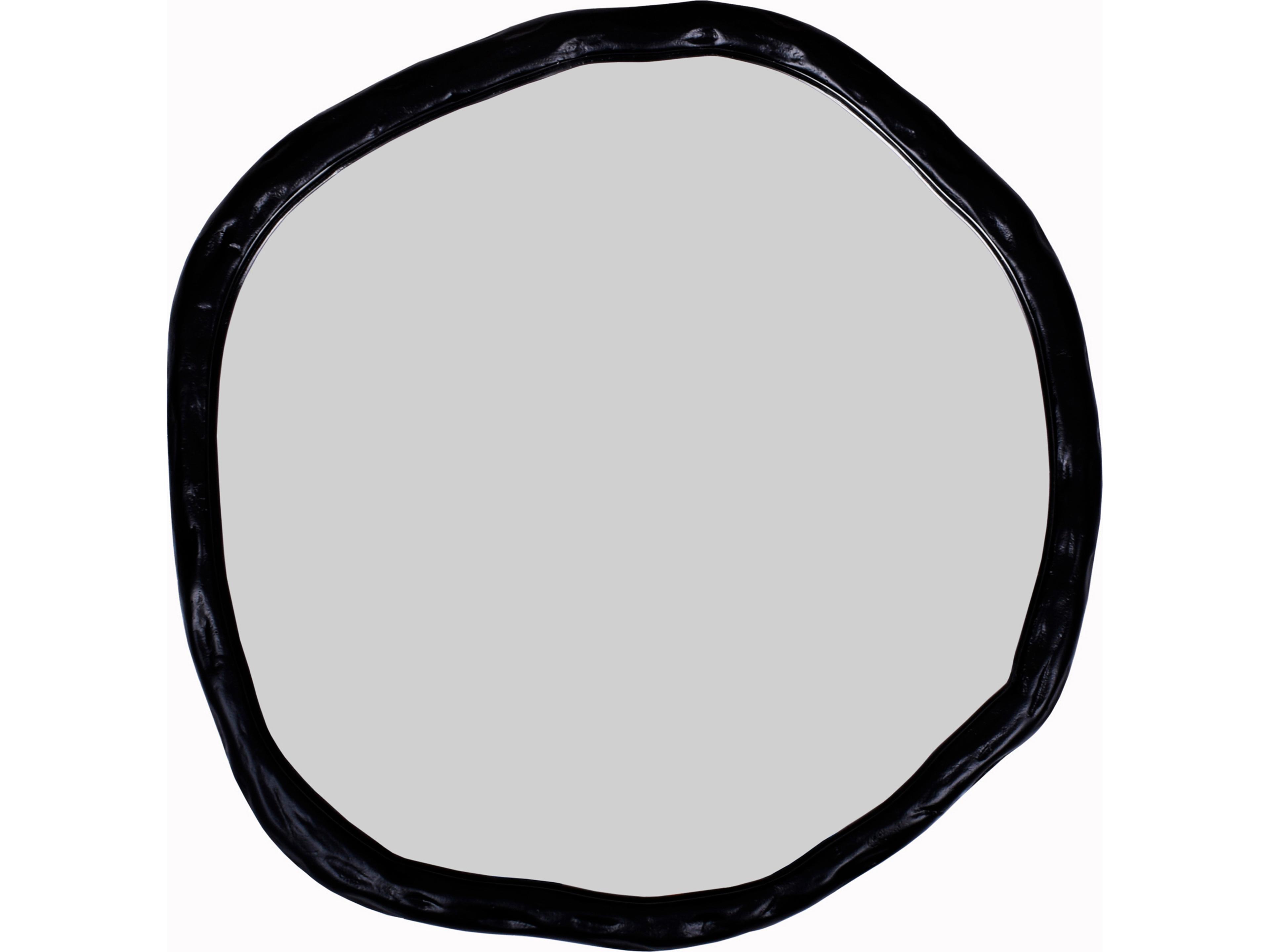 Foundry Black Round Wall Mirror