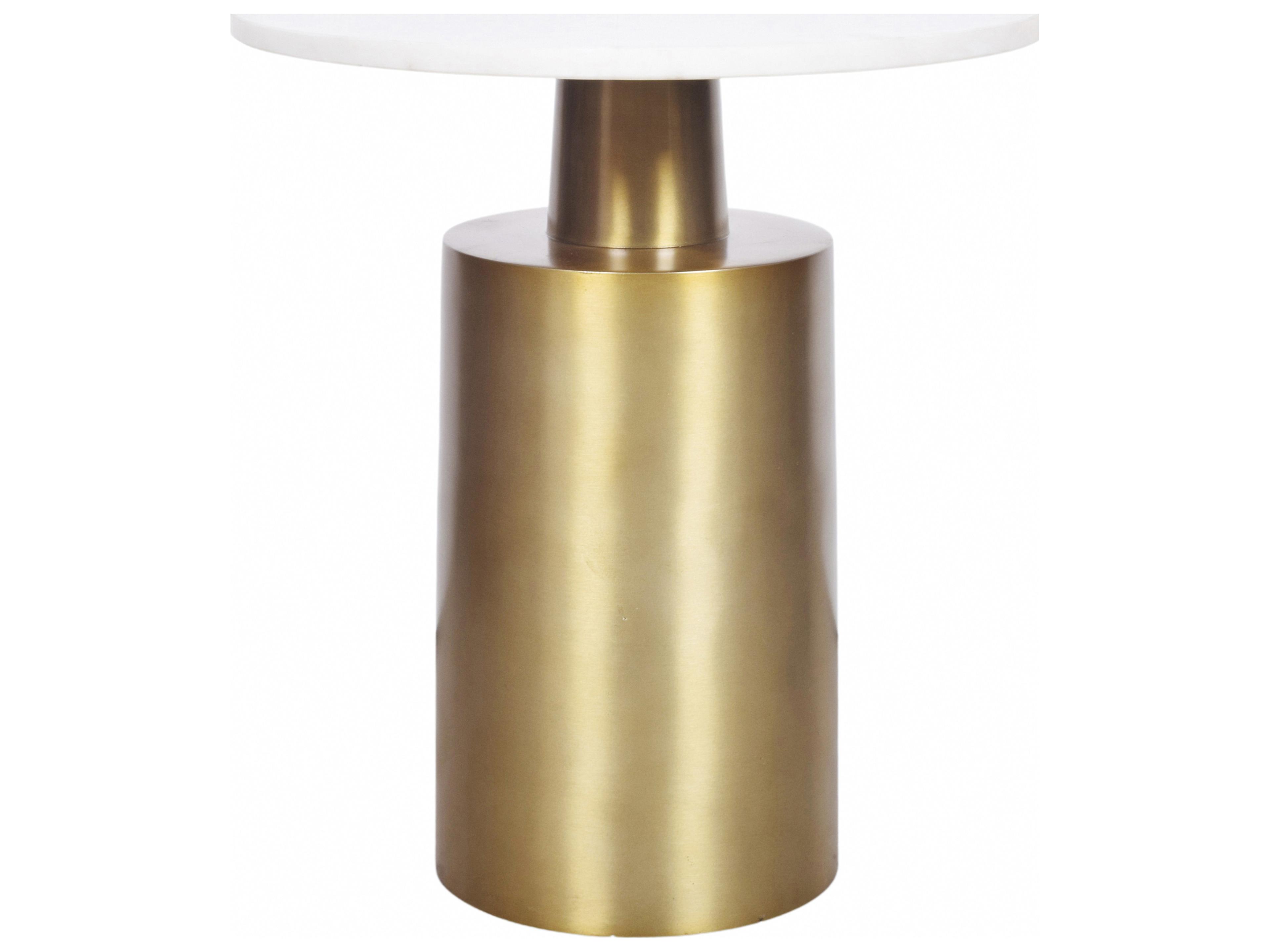 Moe's Home France Round Marble Gold White End Table