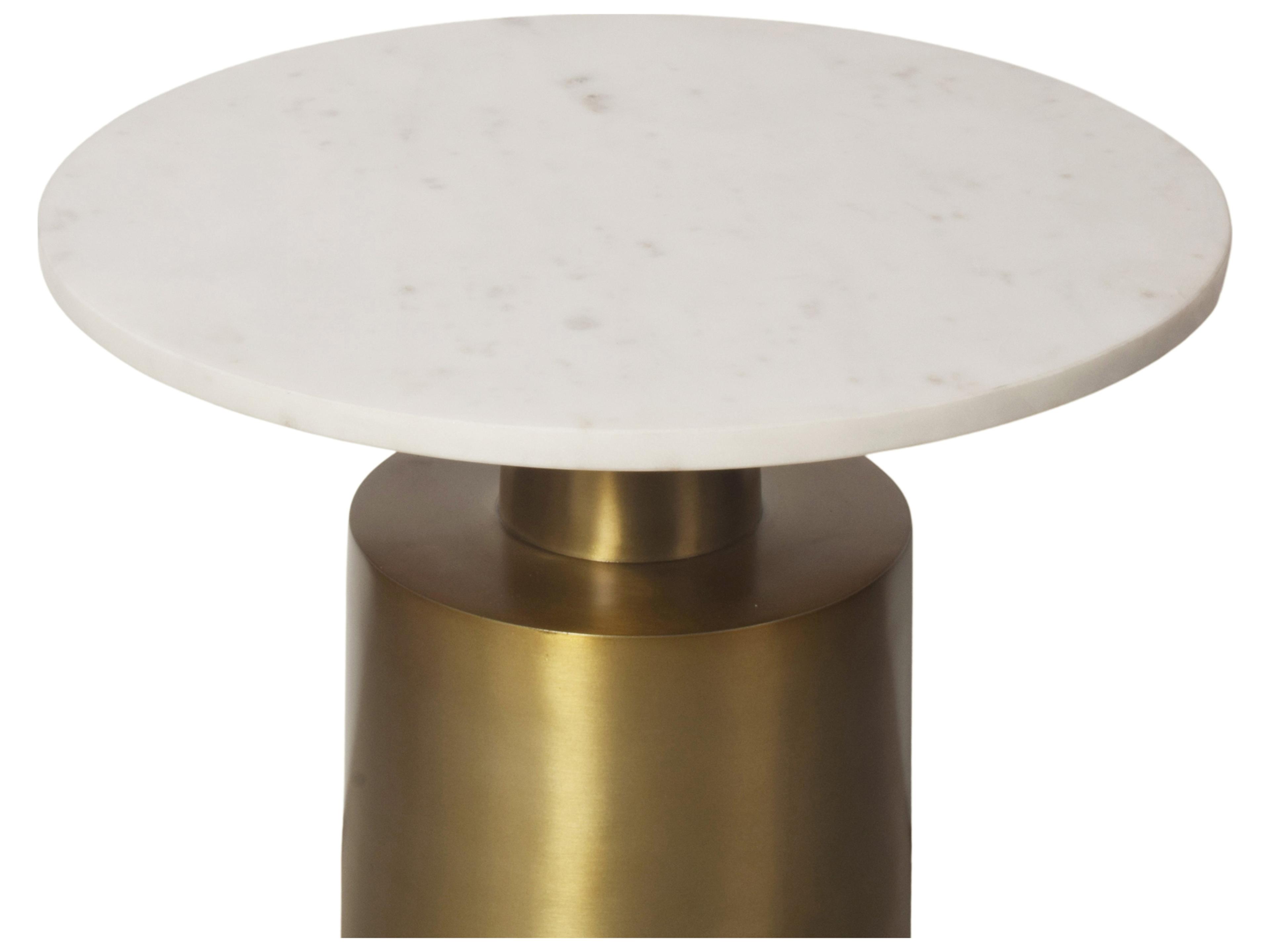 Moe's Home France Round Marble Gold White End Table