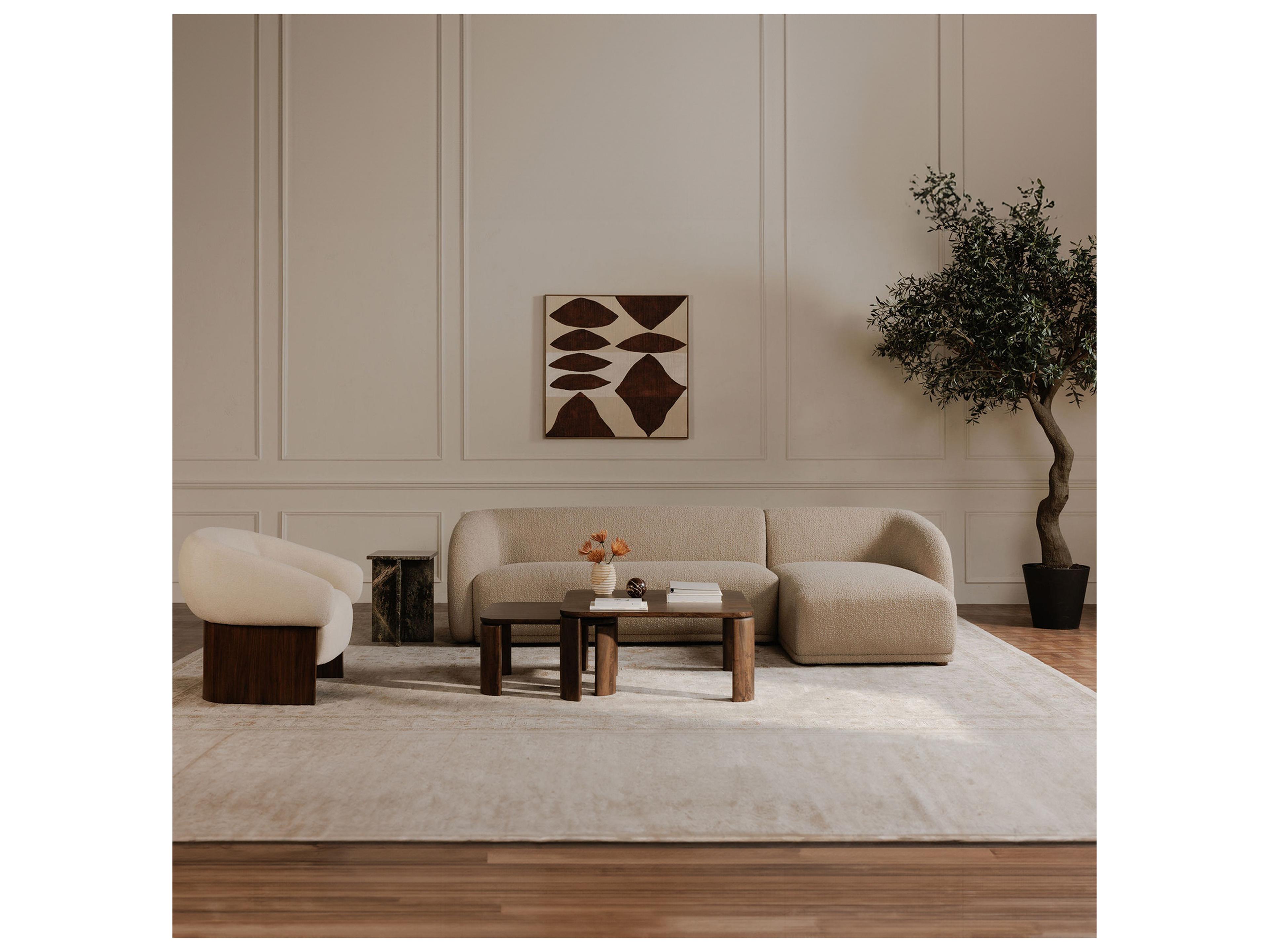 Moe's Home Faye Beige Upholstered Right Sectional Sofa