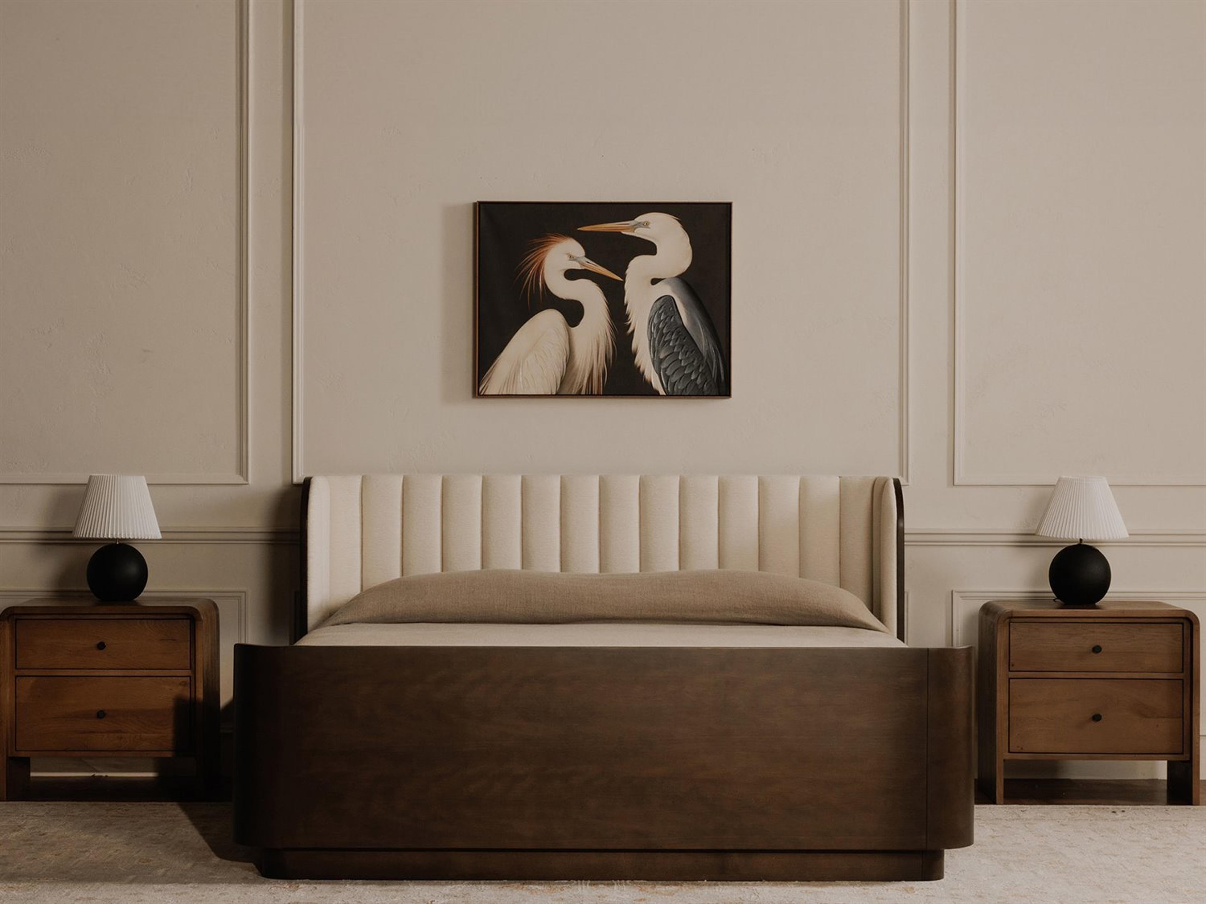 Moe's Home Scarlette White Rubberwood Wood Queen Panel Bed