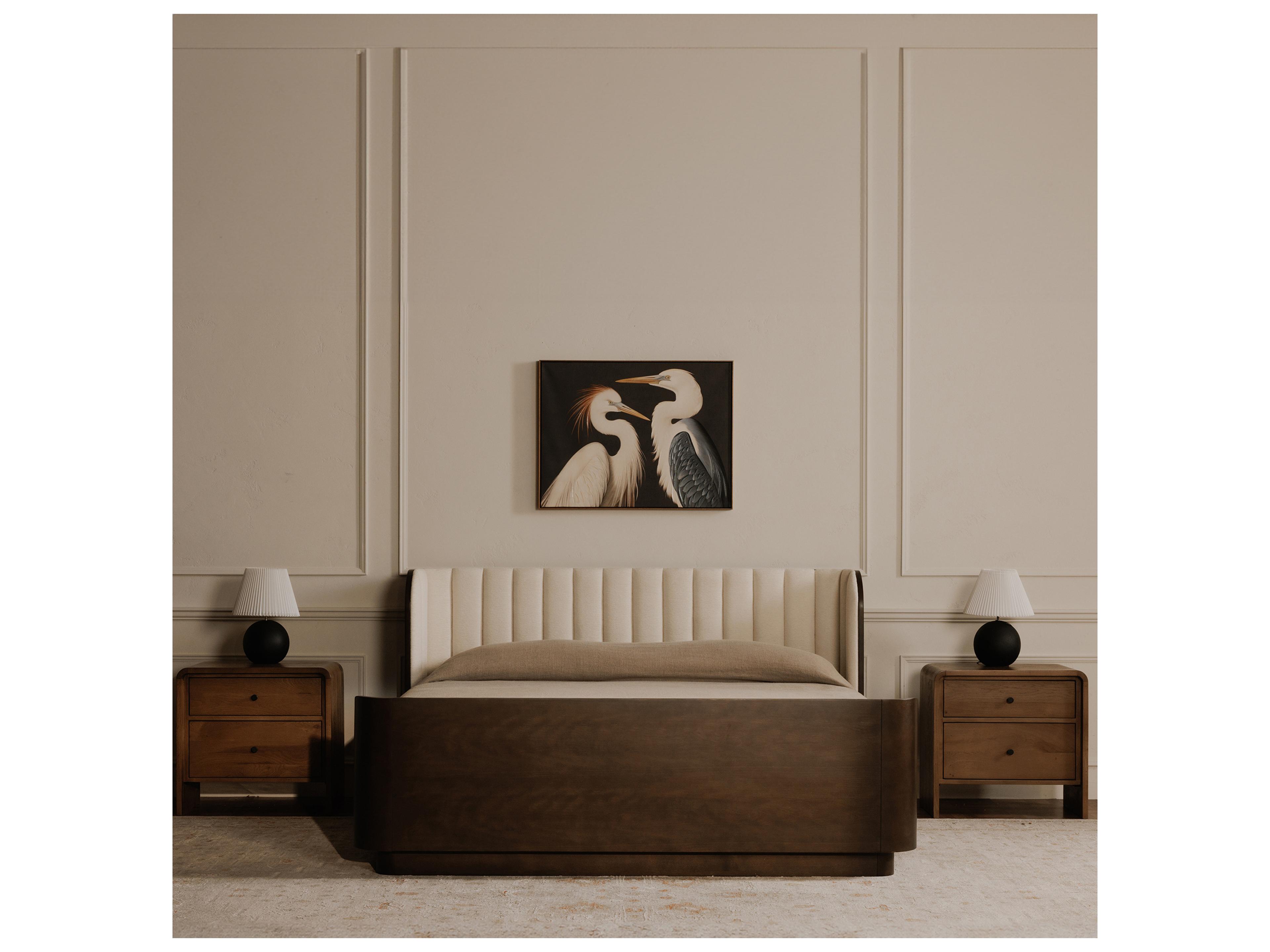 Moe's Home Scarlette White Rubberwood Wood King Panel Bed