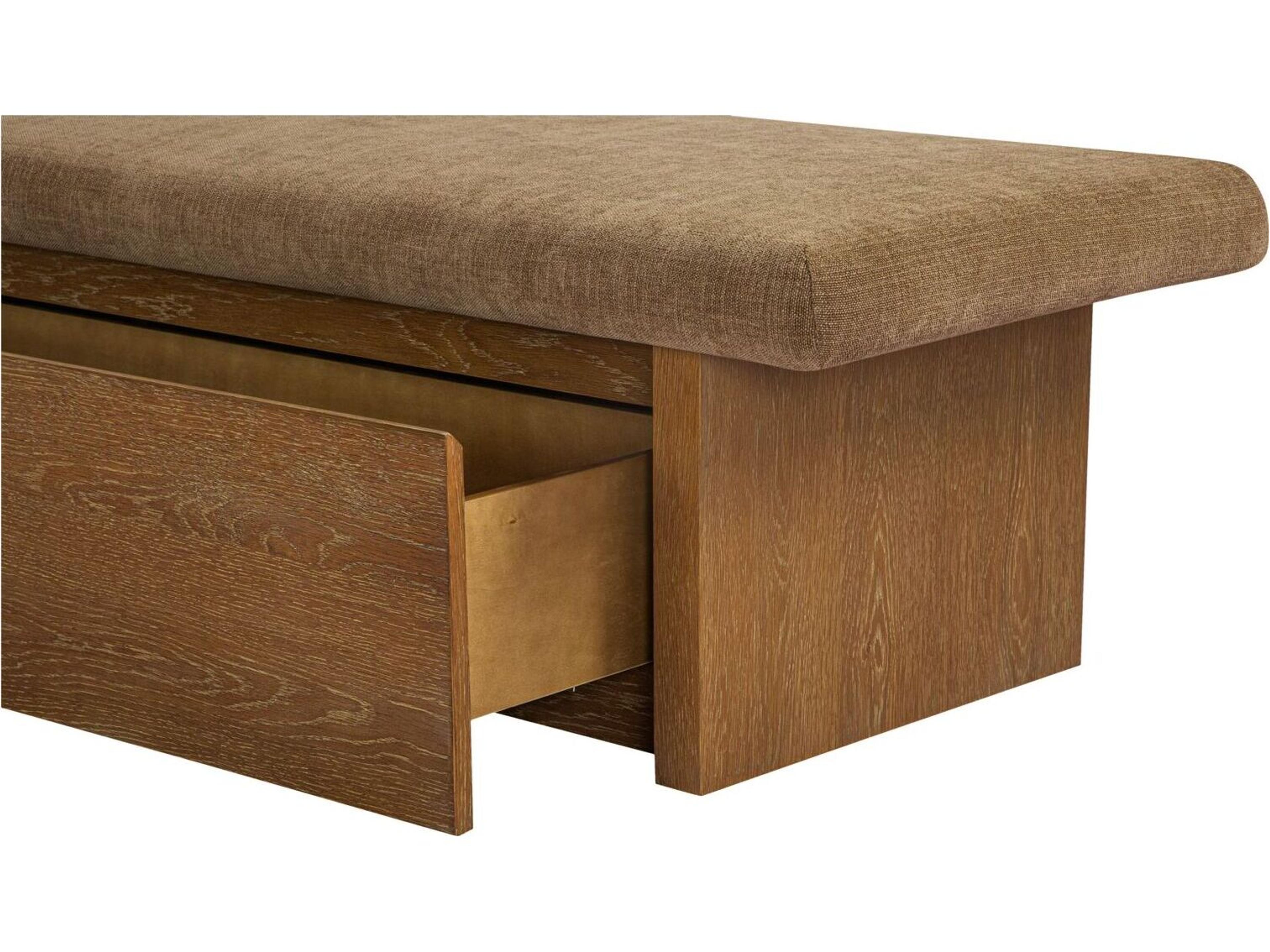 Moe's Home Gemma Taupe Brown Upholstered Accent Bench