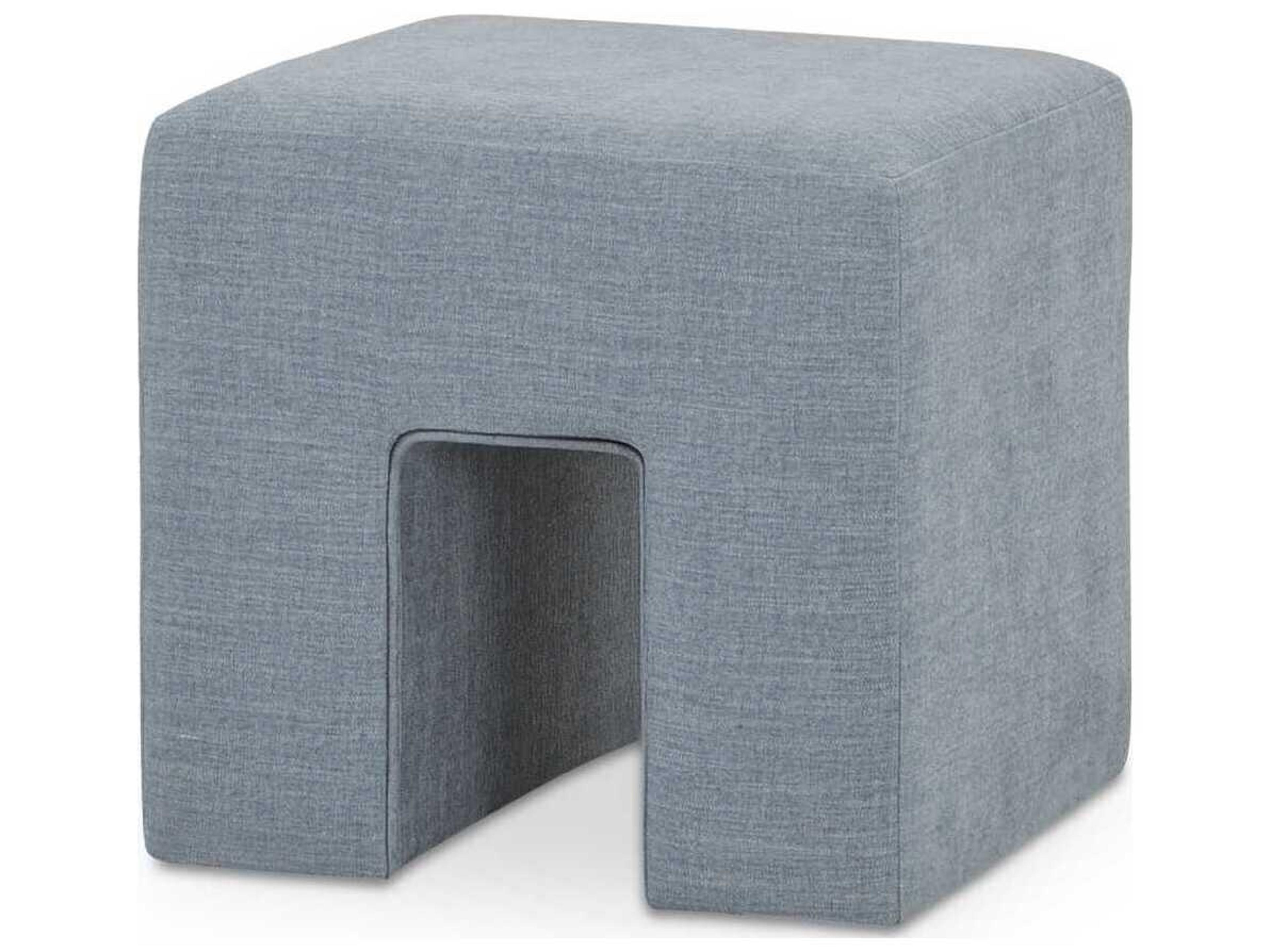 Aidy Light Blue Upholstered Accent Stool