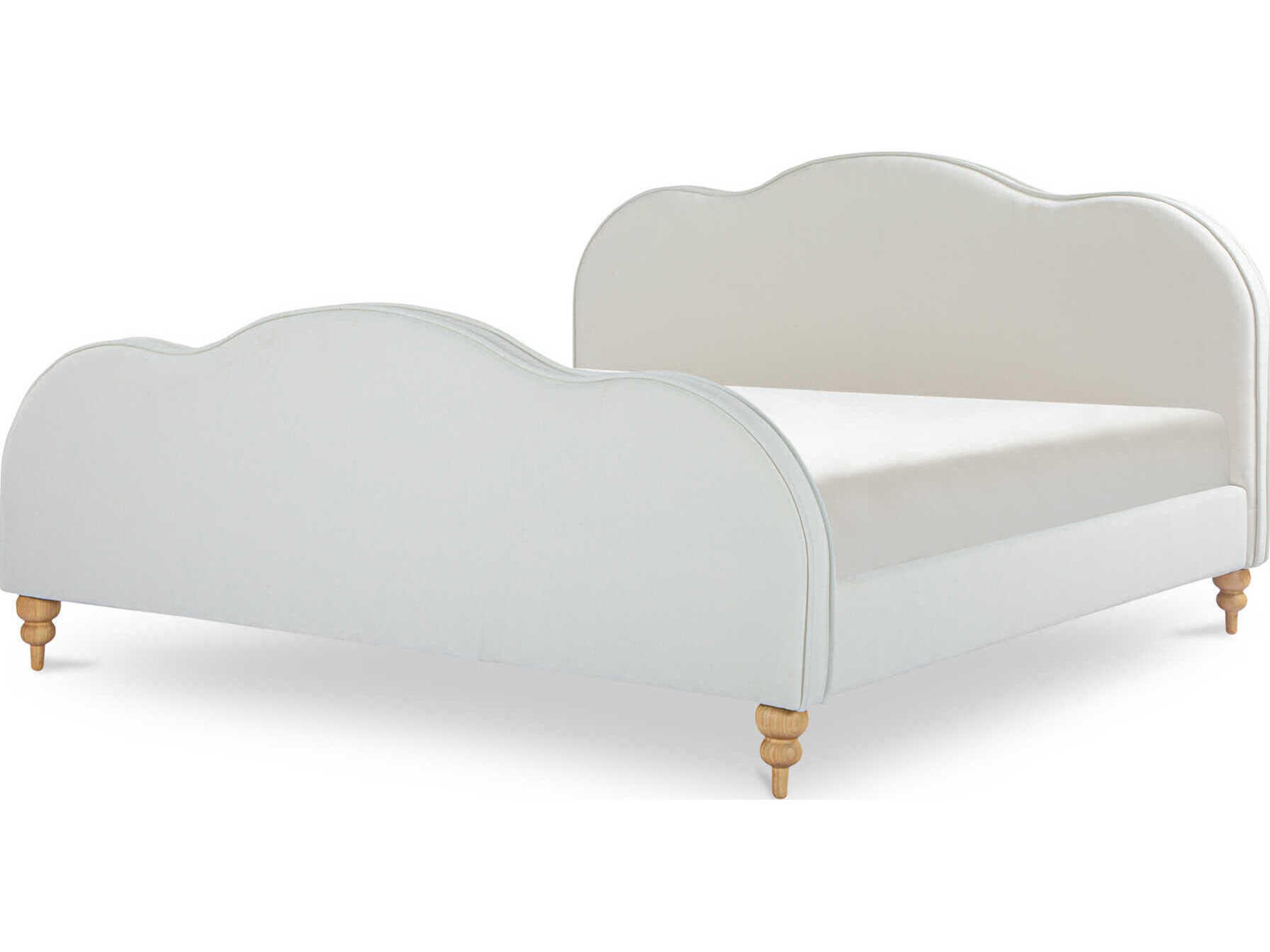 Jacqueline White Ash Wood Upholstered Queen Panel Bed