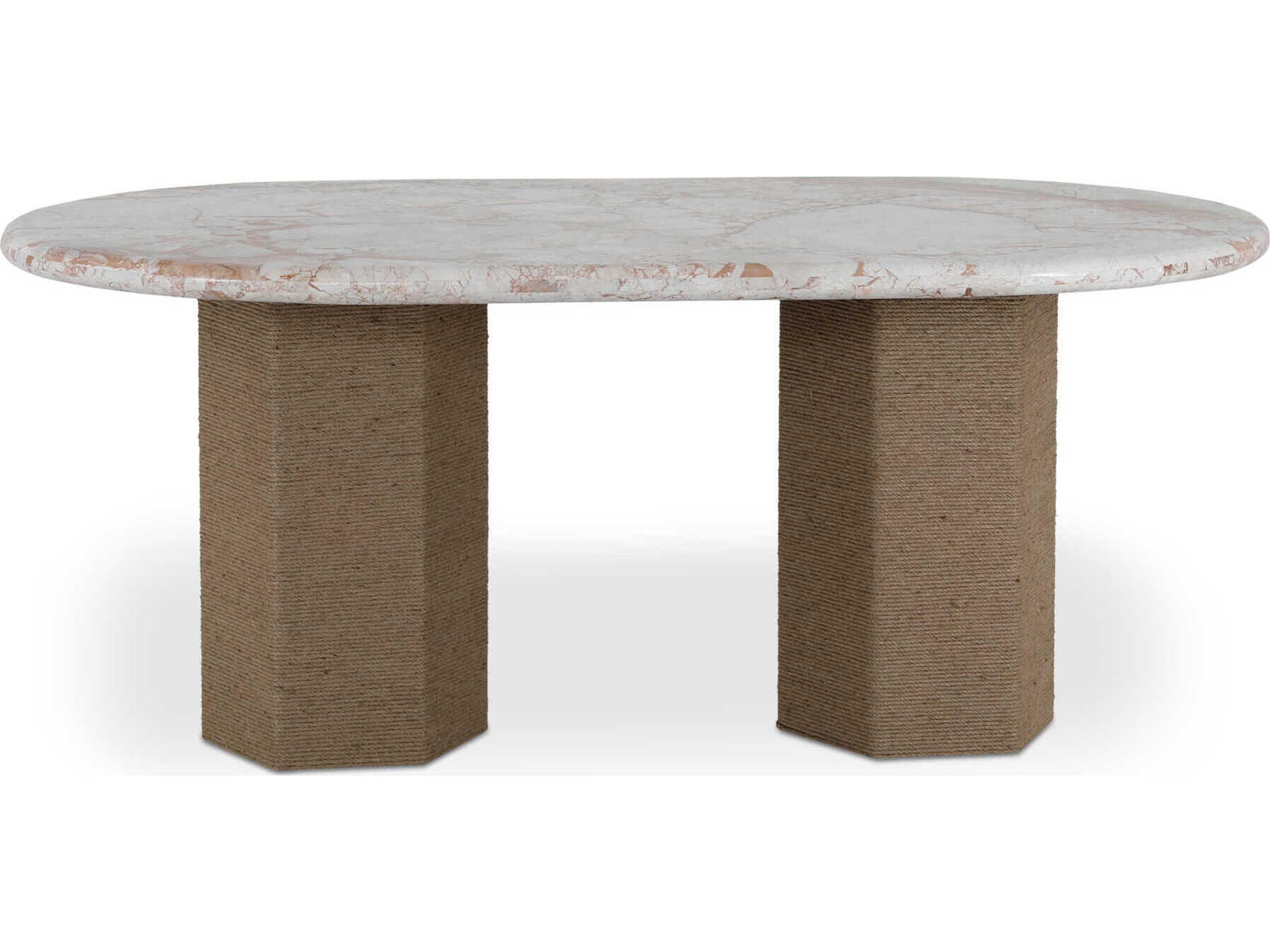 Moe's Home Sartoria Oval Marble Beige Dining Table