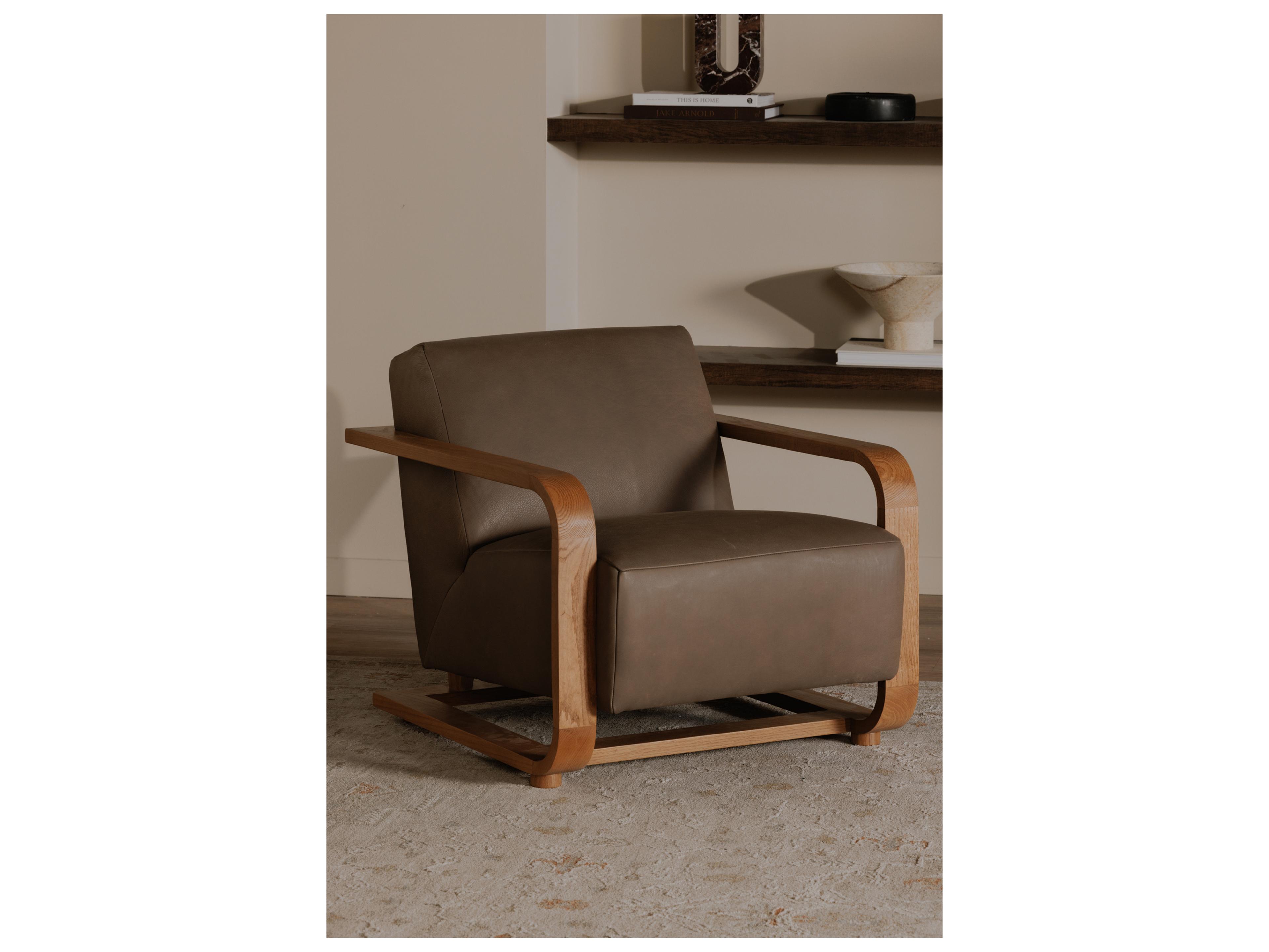 Moe's Home Eckersley Gray Leather Accent Chair