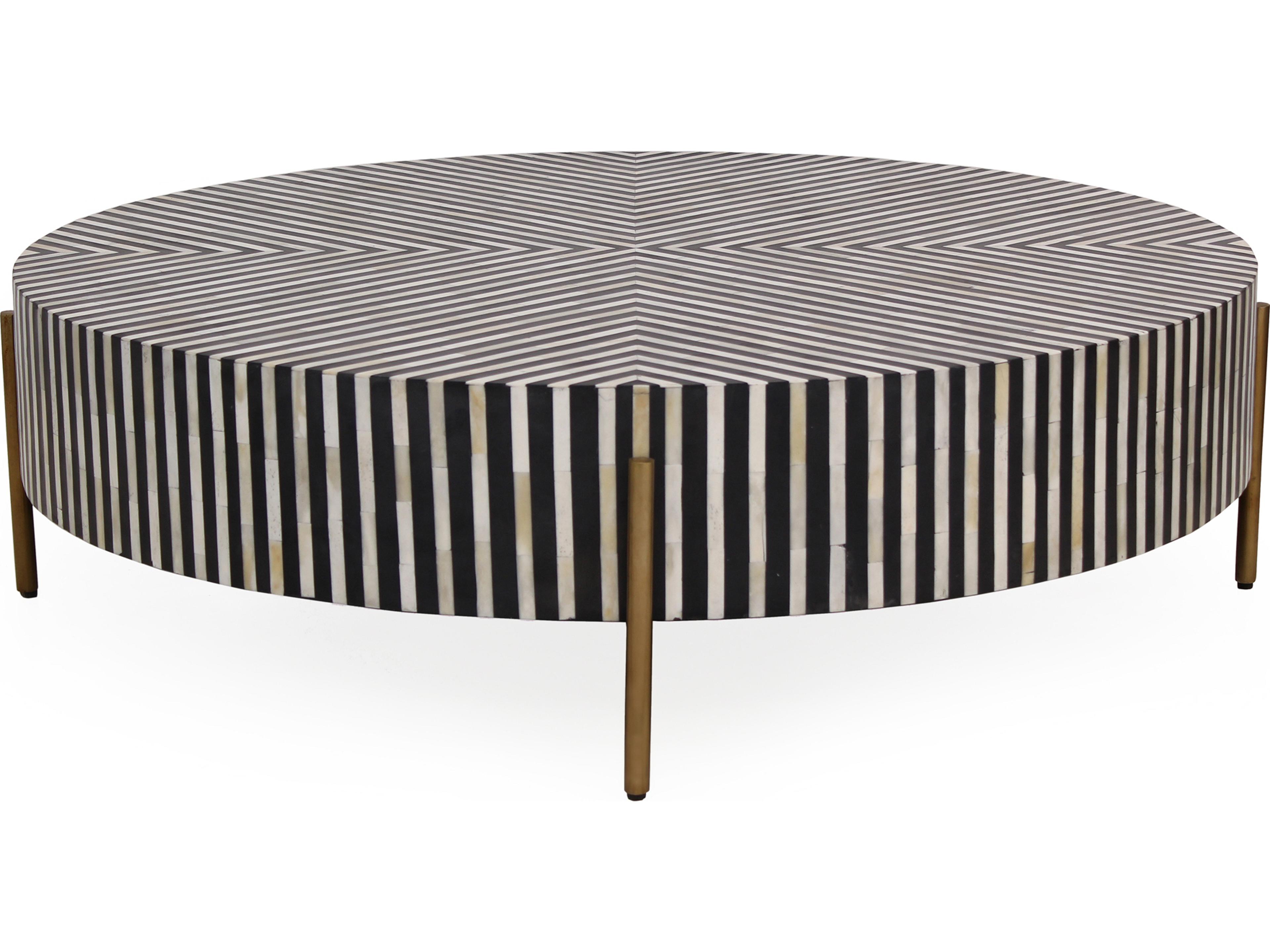 Moe's Home Round Black & White Brass Coffee Table