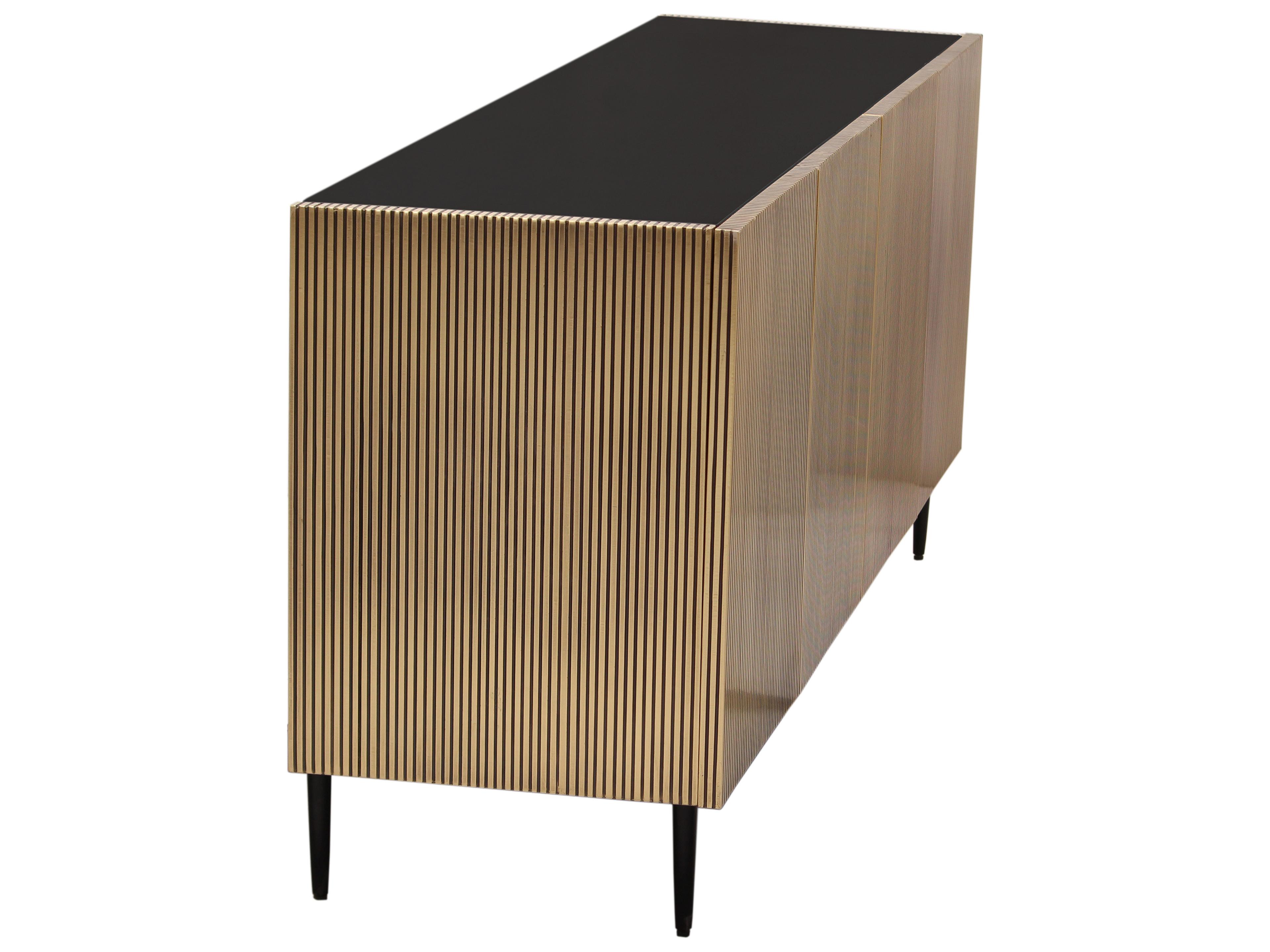 Moe's Home 72" Mango Wood Antique Brass Black Sideboard