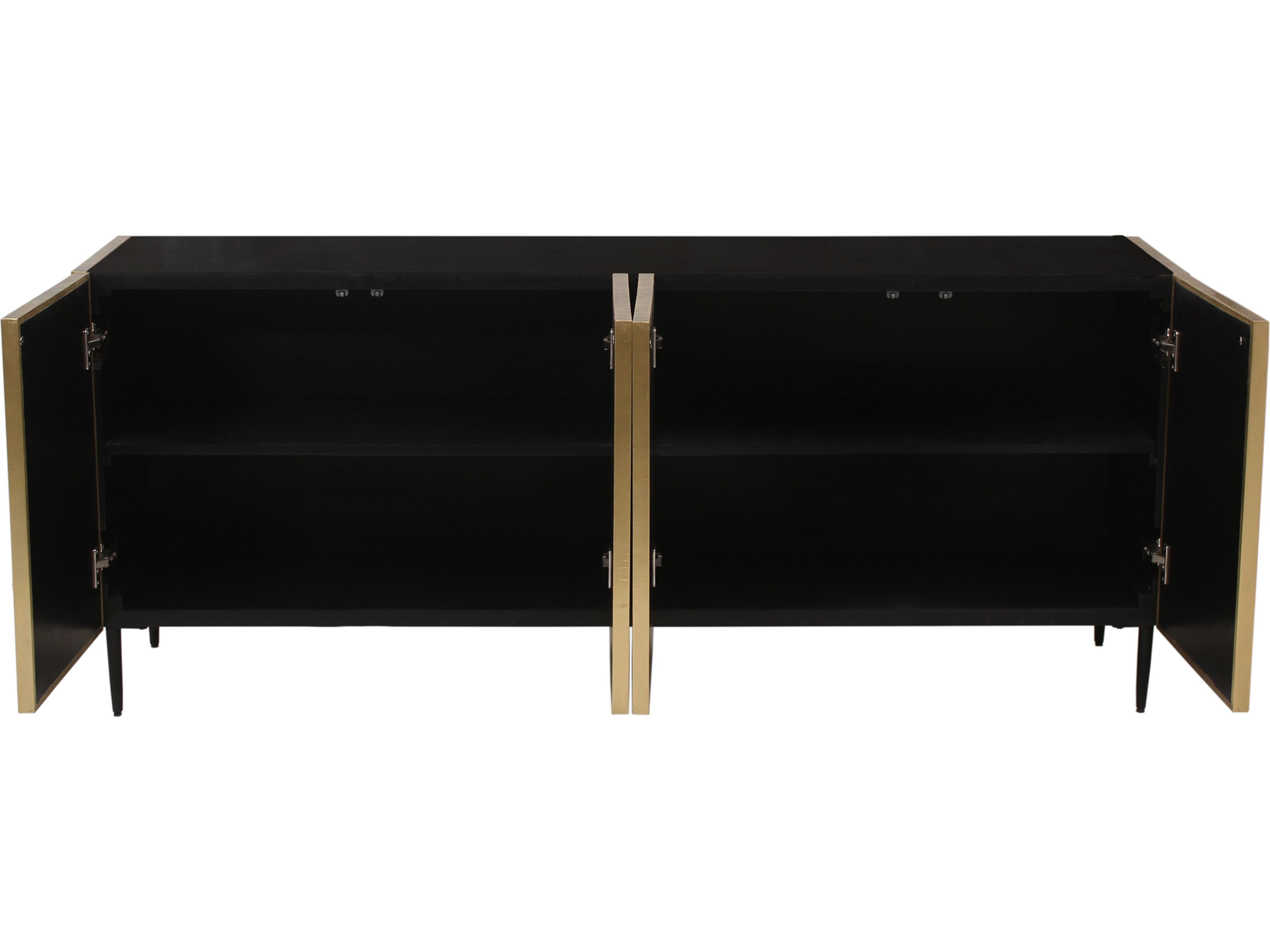 Moe's Home 72" Mango Wood Antique Brass Black Sideboard