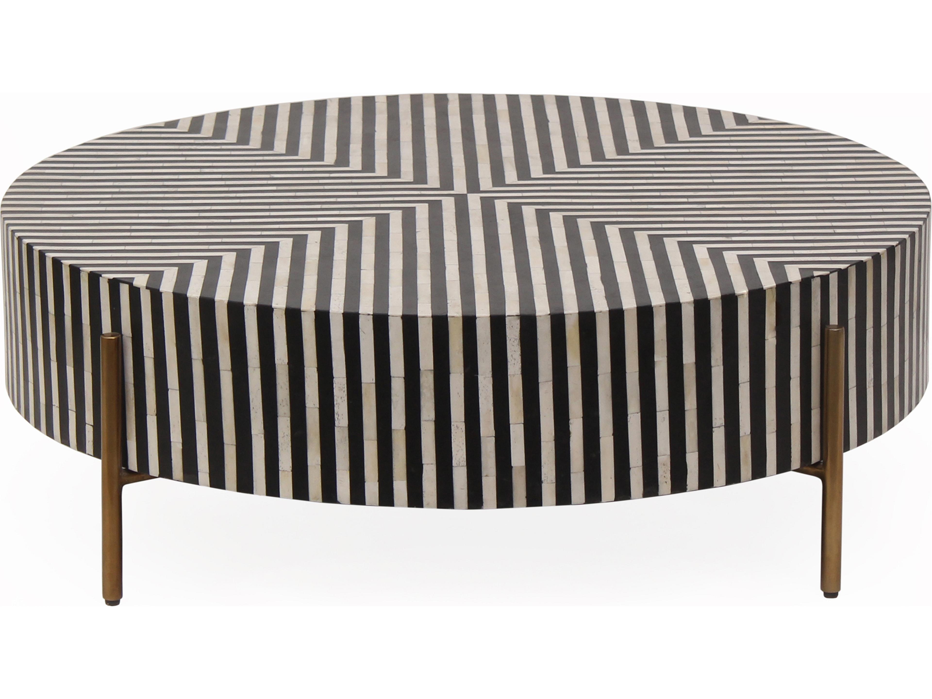 Moe's Home Round Black White Brass Coffee Table