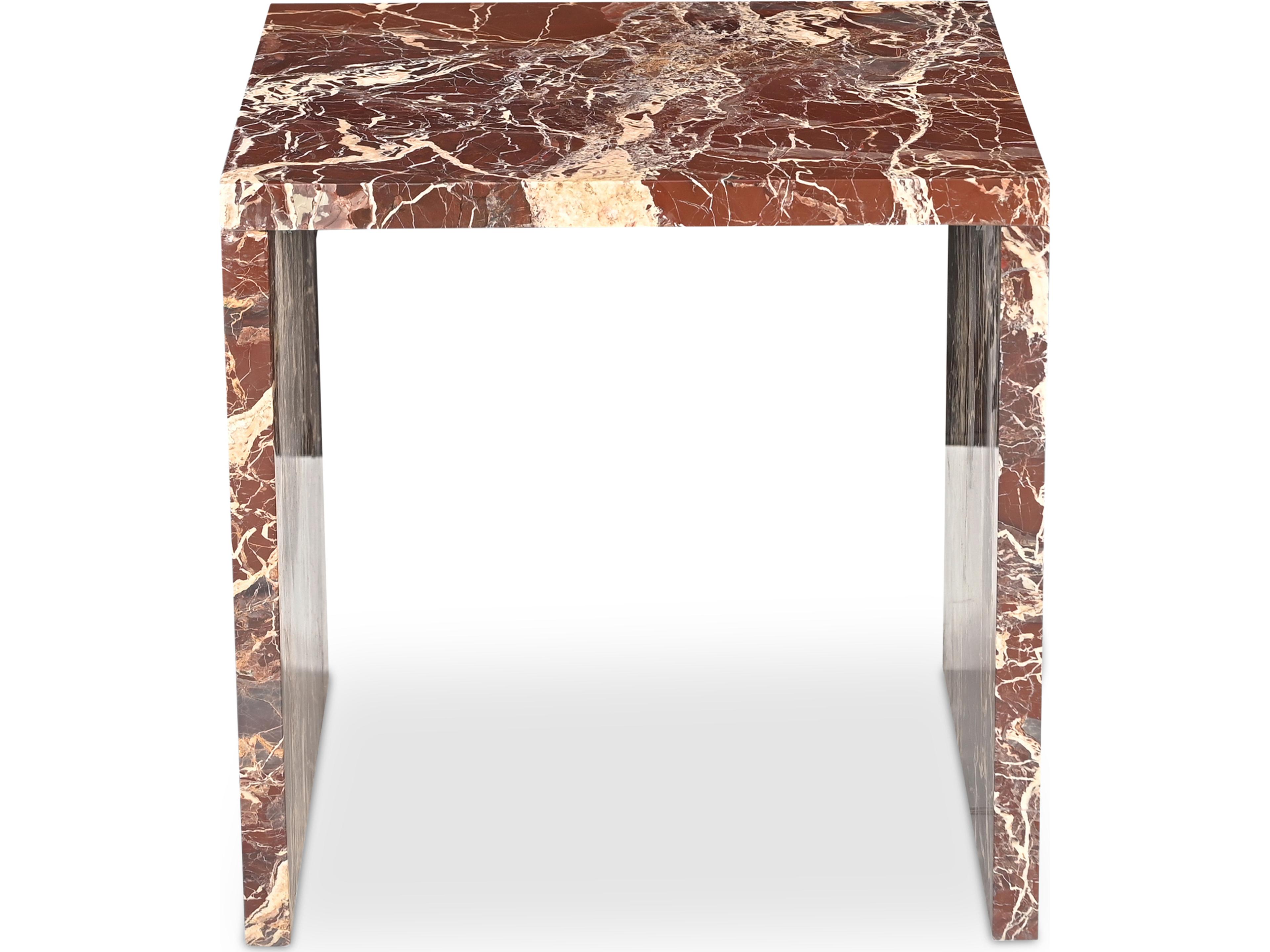 Rosa Accent Table in Rosso Levanto Marble