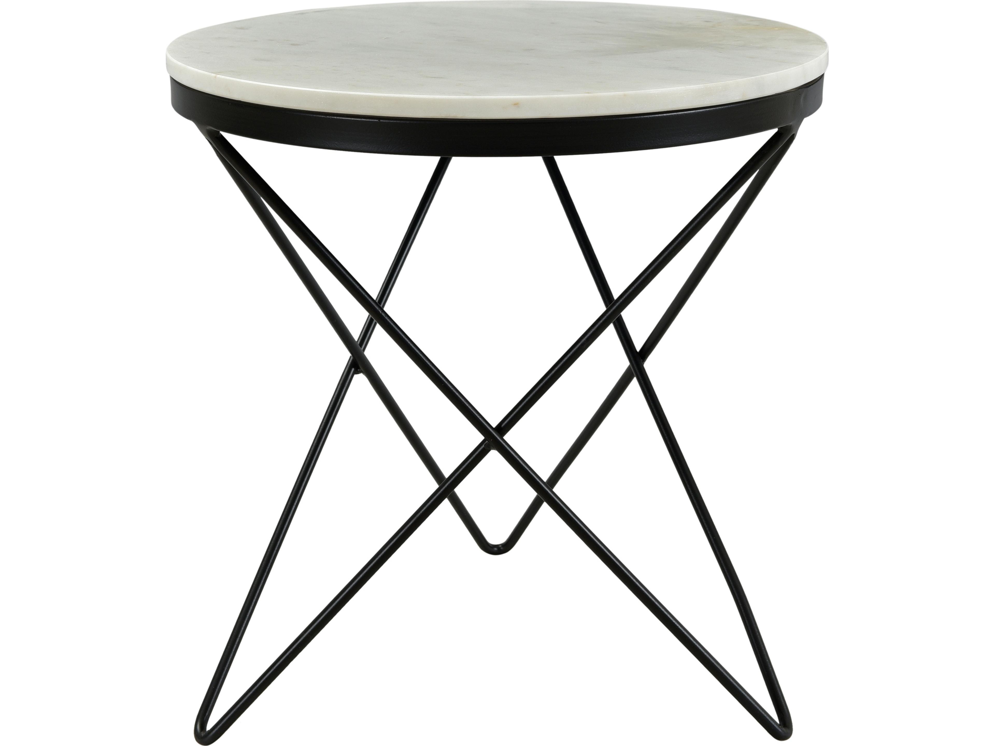 Haley Round Marble Black End Table