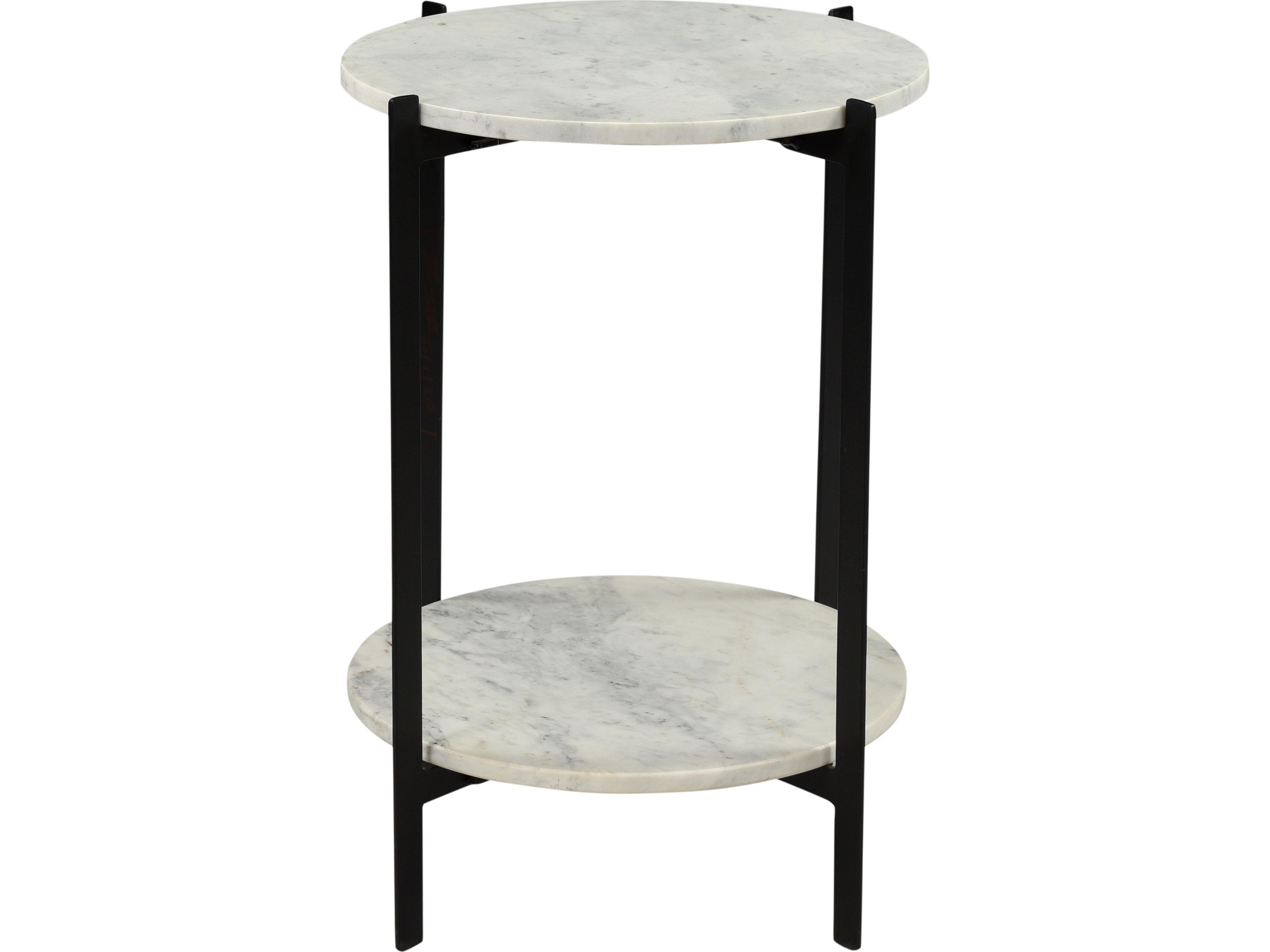 Melanie Accent Table White Marble and Black