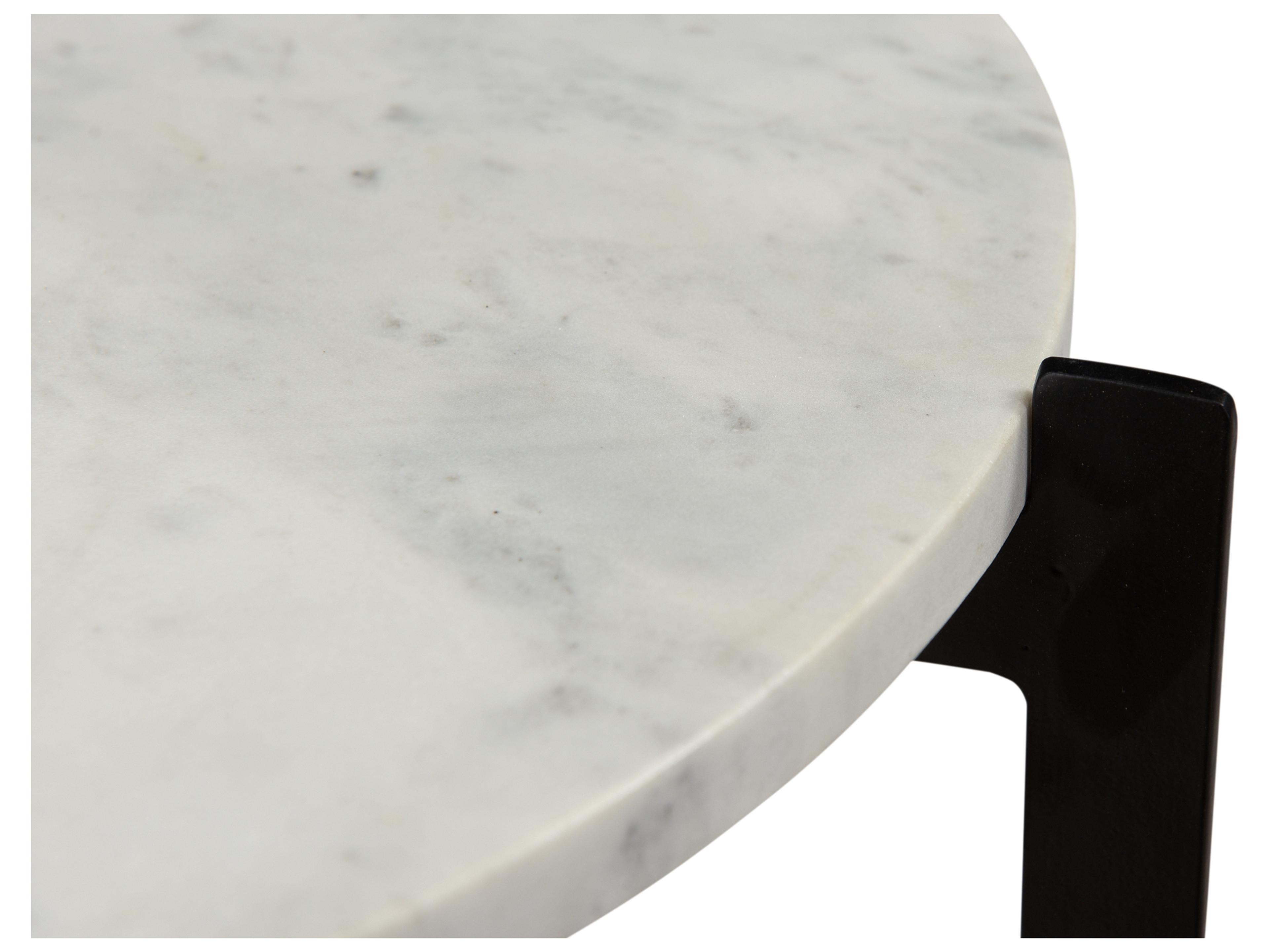 Moe's Home Round White Marble Black Matte End Table