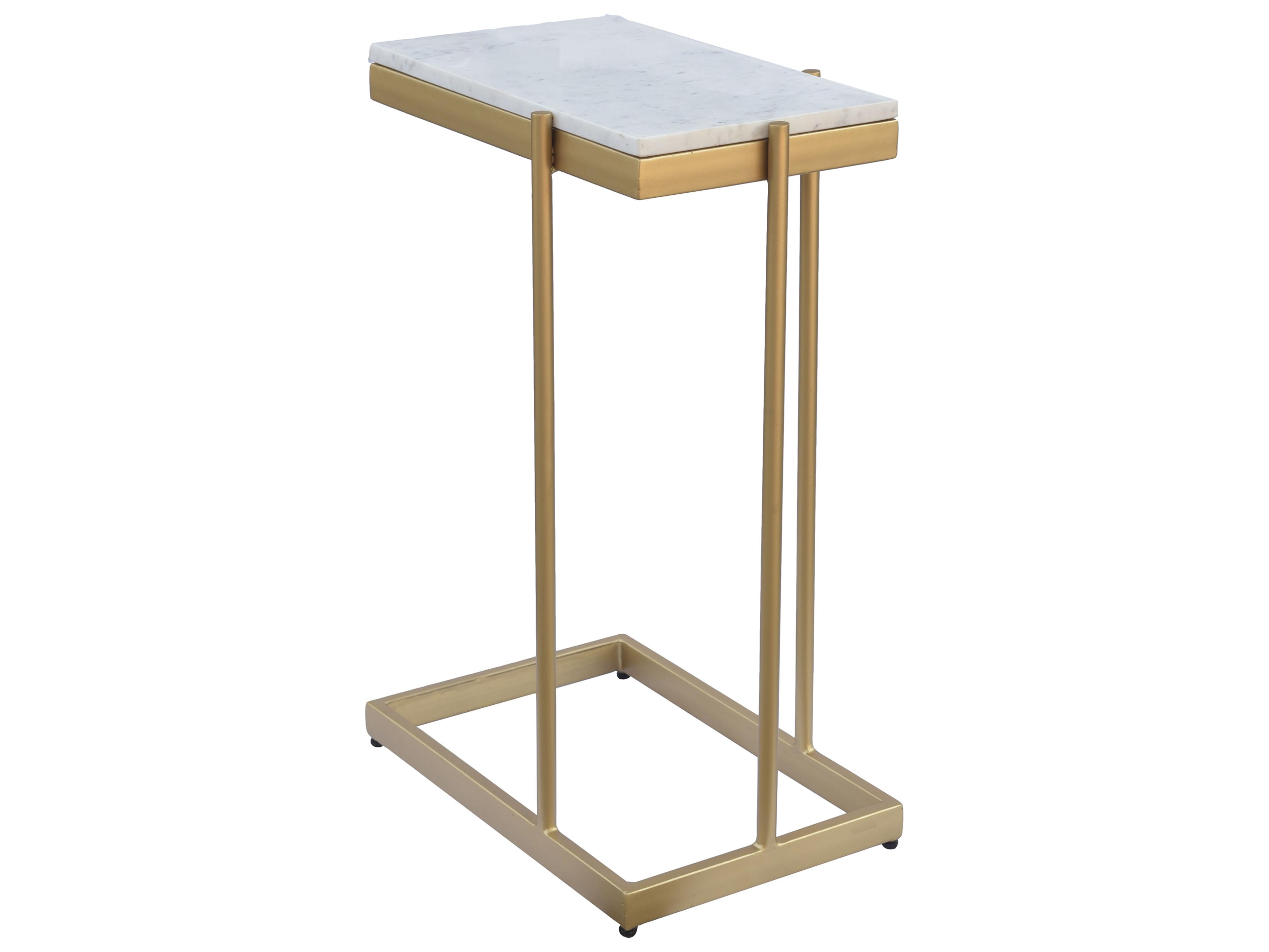 Moe's Home Rectangular White Marble Gold End Table