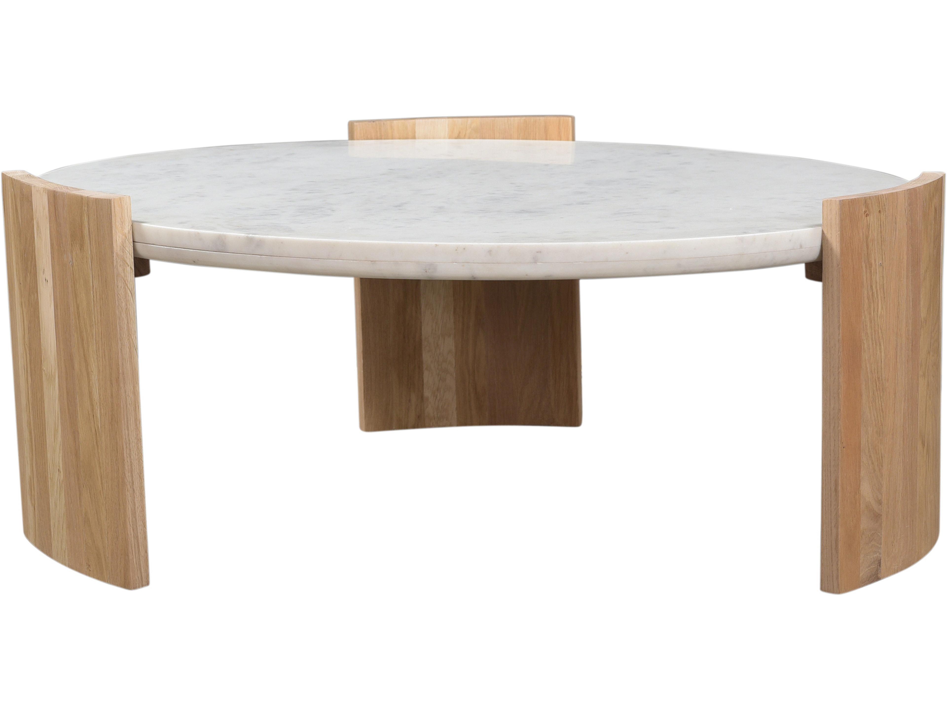 Dala Round Banswara White Marble Natural Coffee Table