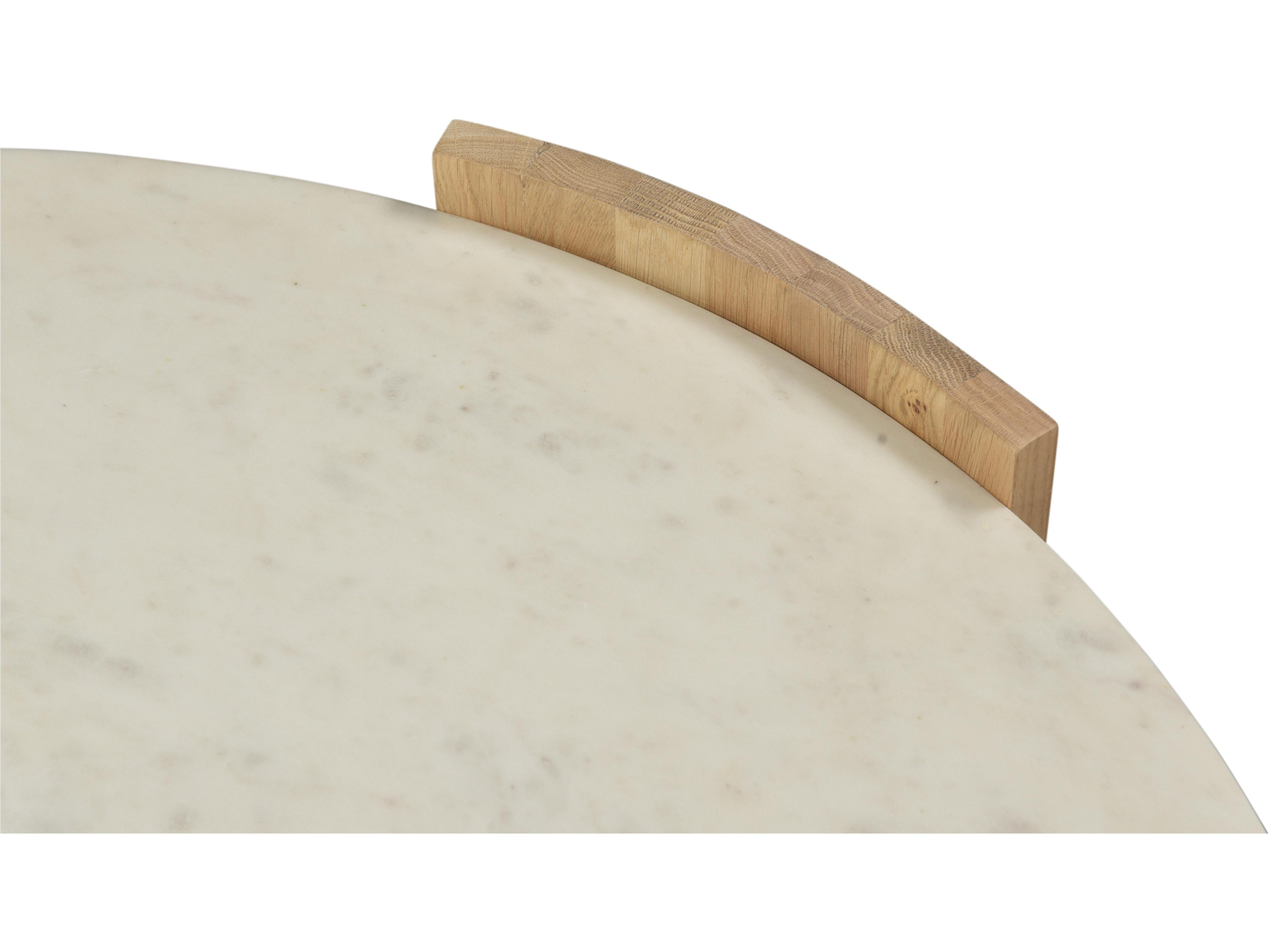Moe's Home Dala Round Banswara White Marble Natural Coffee Table