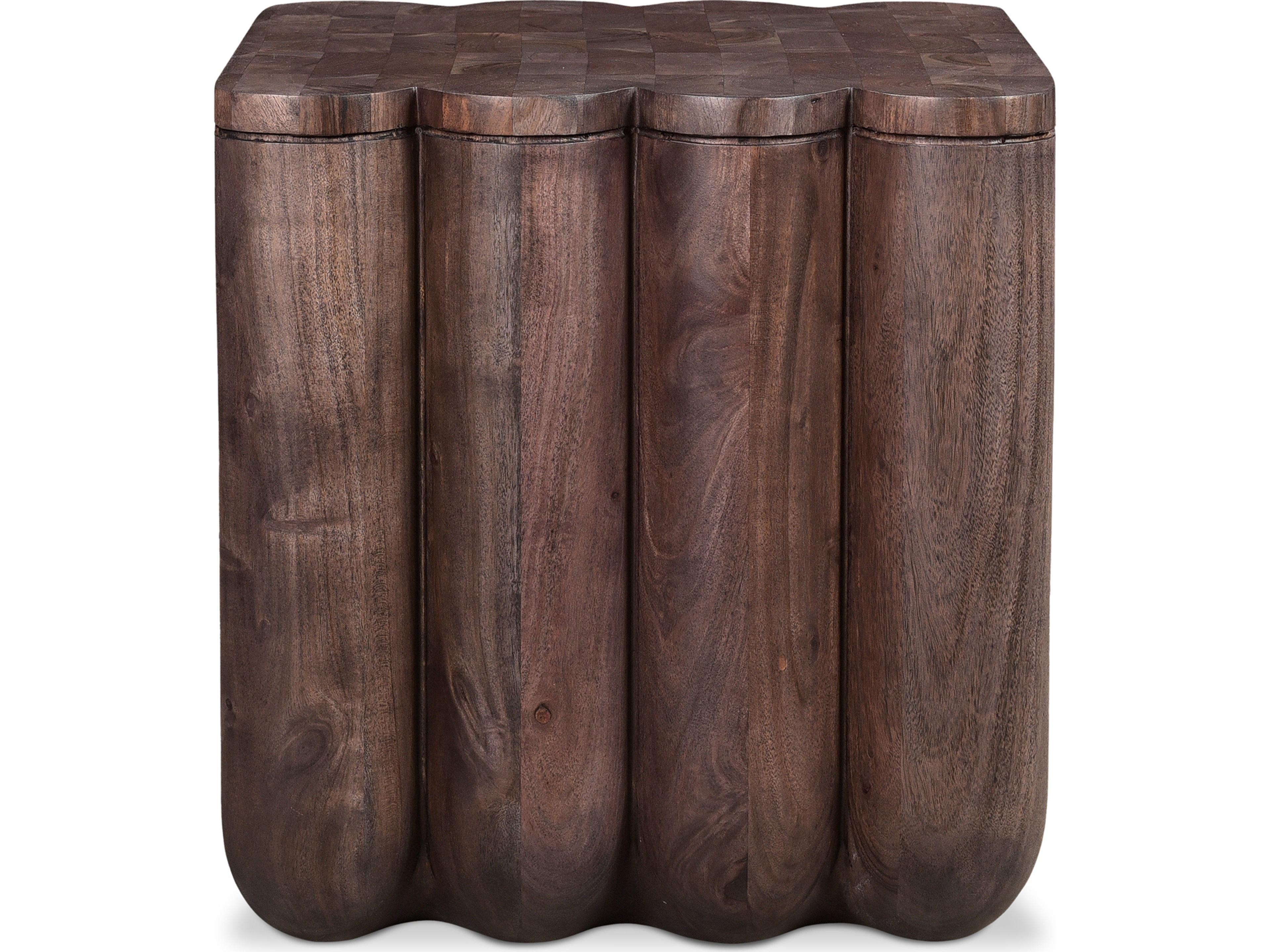 Square Wood Espresso Brown End Table