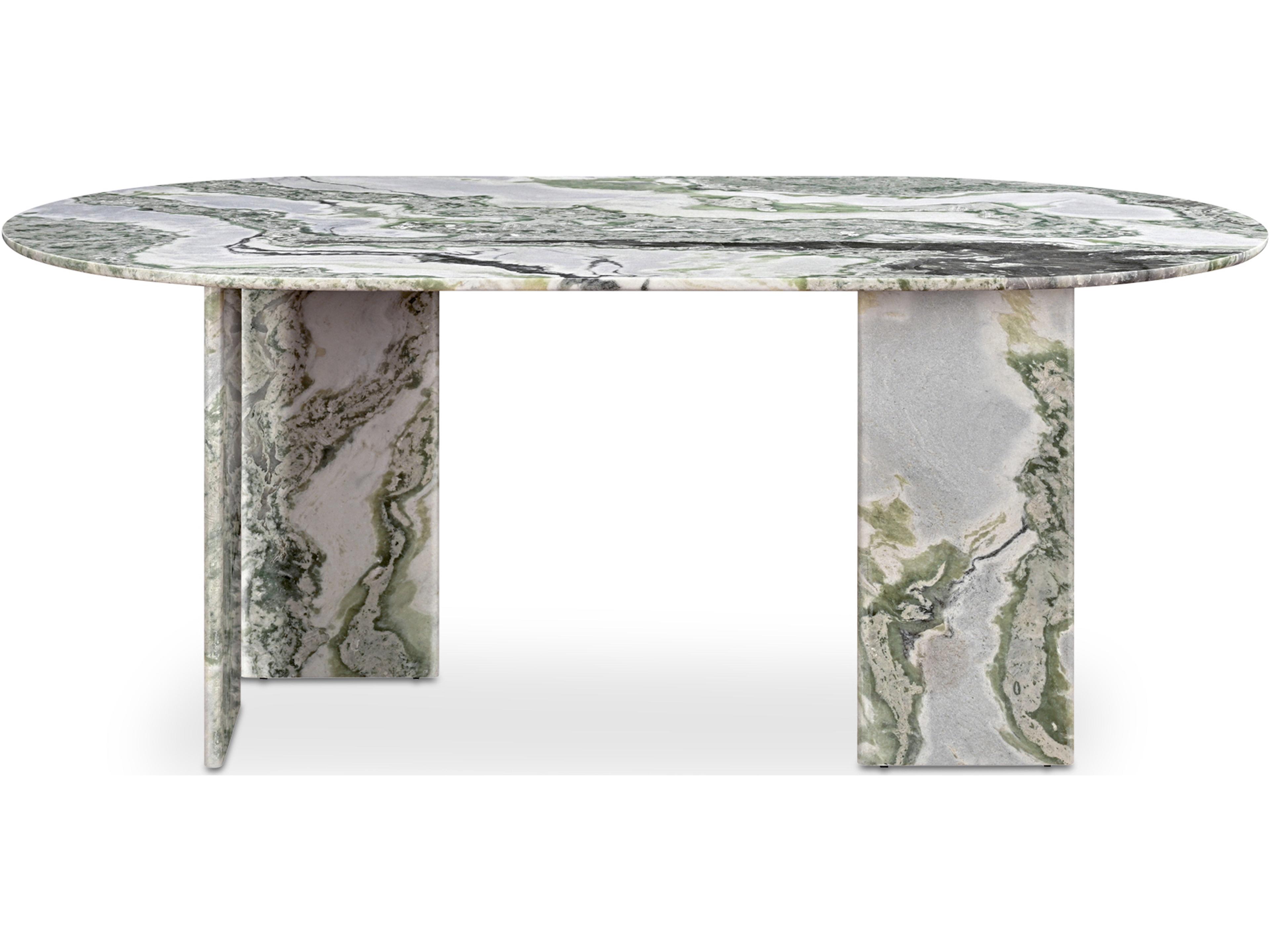 Celia Oval Dining Table Green Onyx Marble