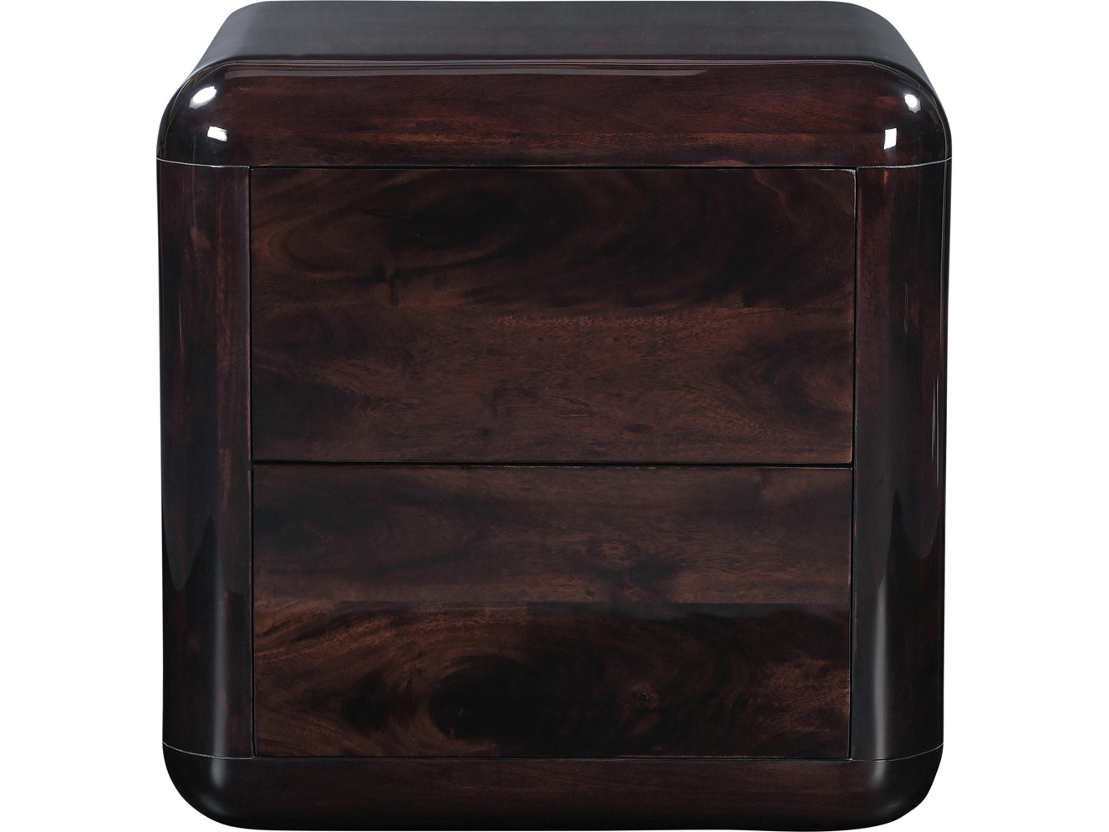 Rory 2-Drawers Brown Acacia Wood Nightstand