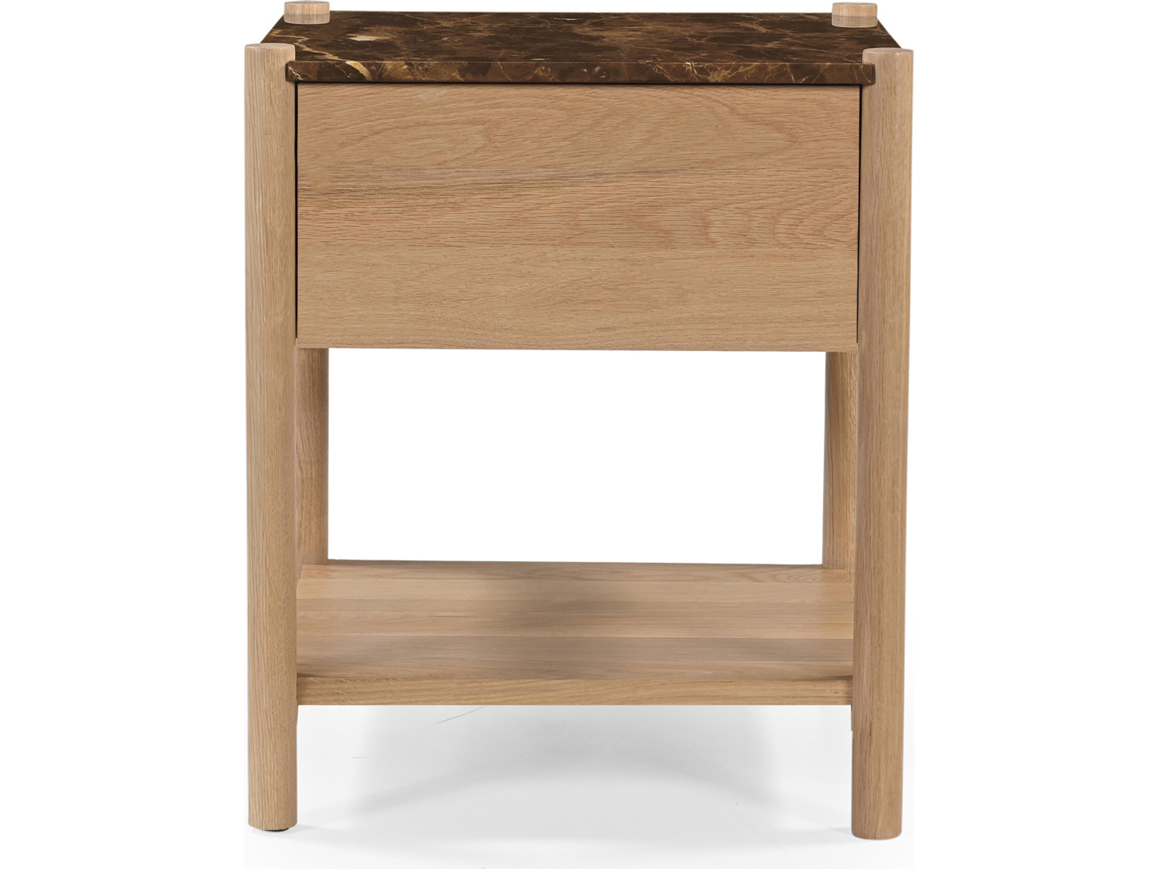 Elio 1-Drawer Brown Oak Wood Nightstand