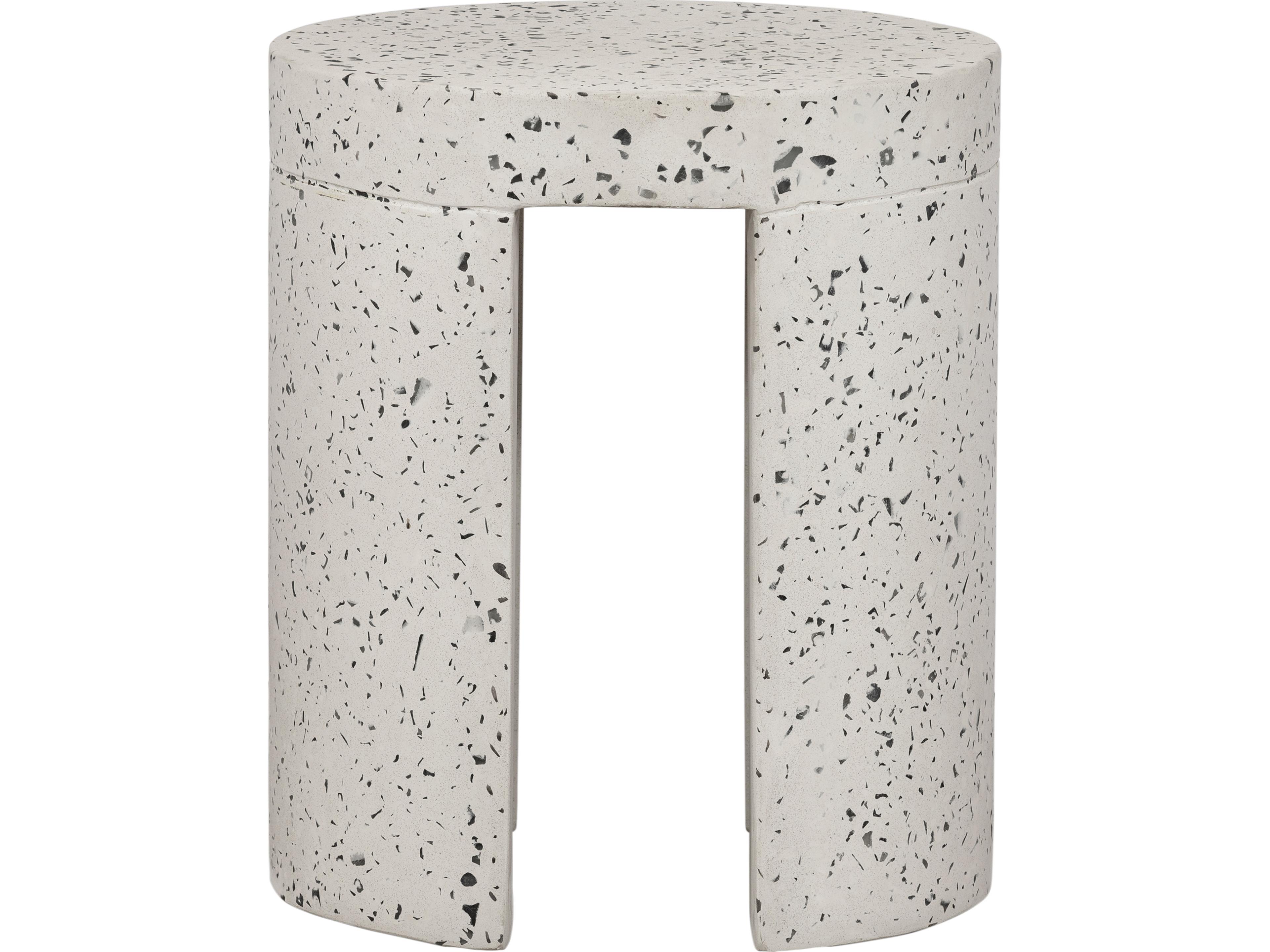 Lyon Greystone Terrazzo White Accent Stool