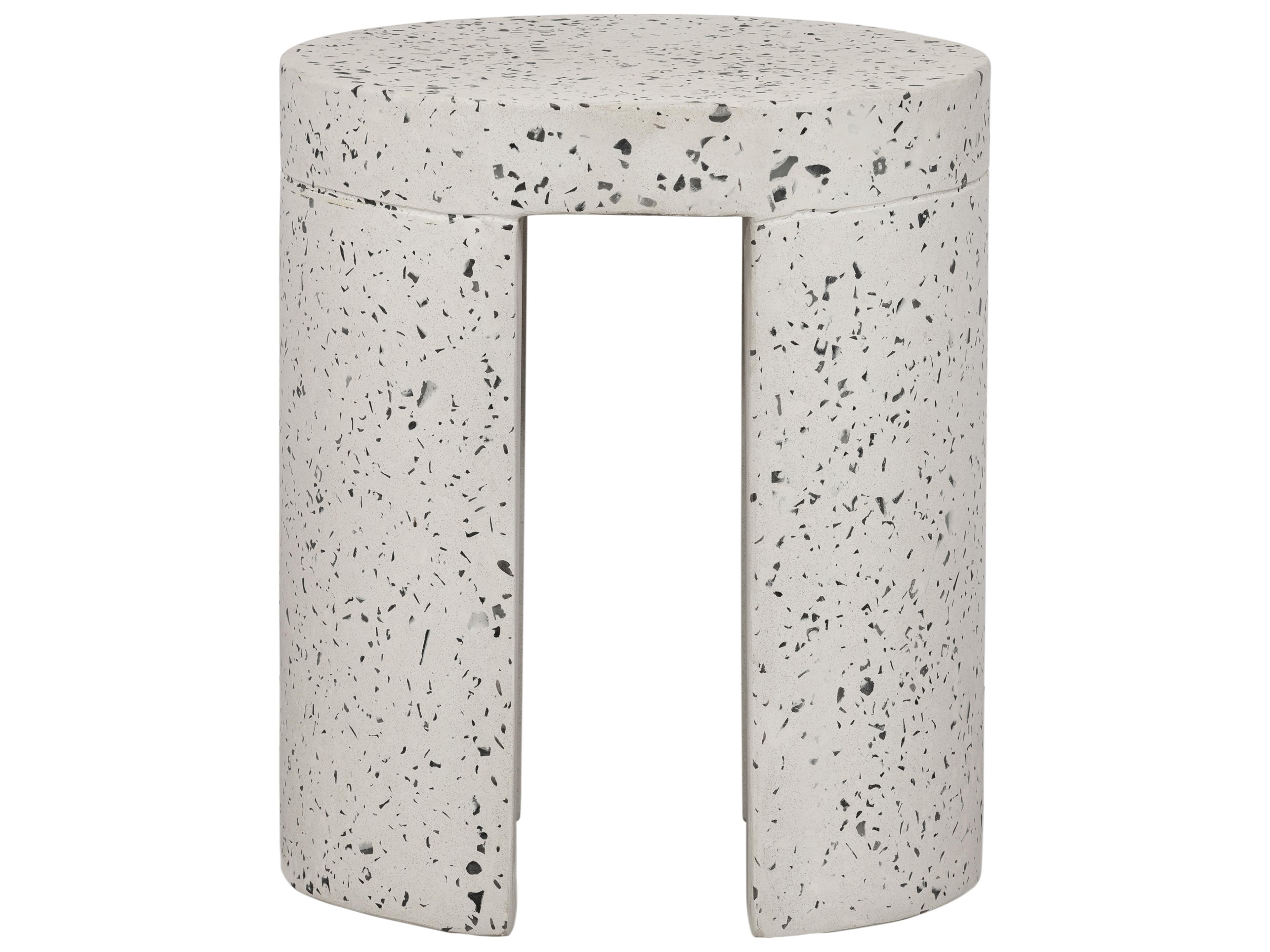 Moe's Home Lyon Greystone Terrazzo White Accent Stool