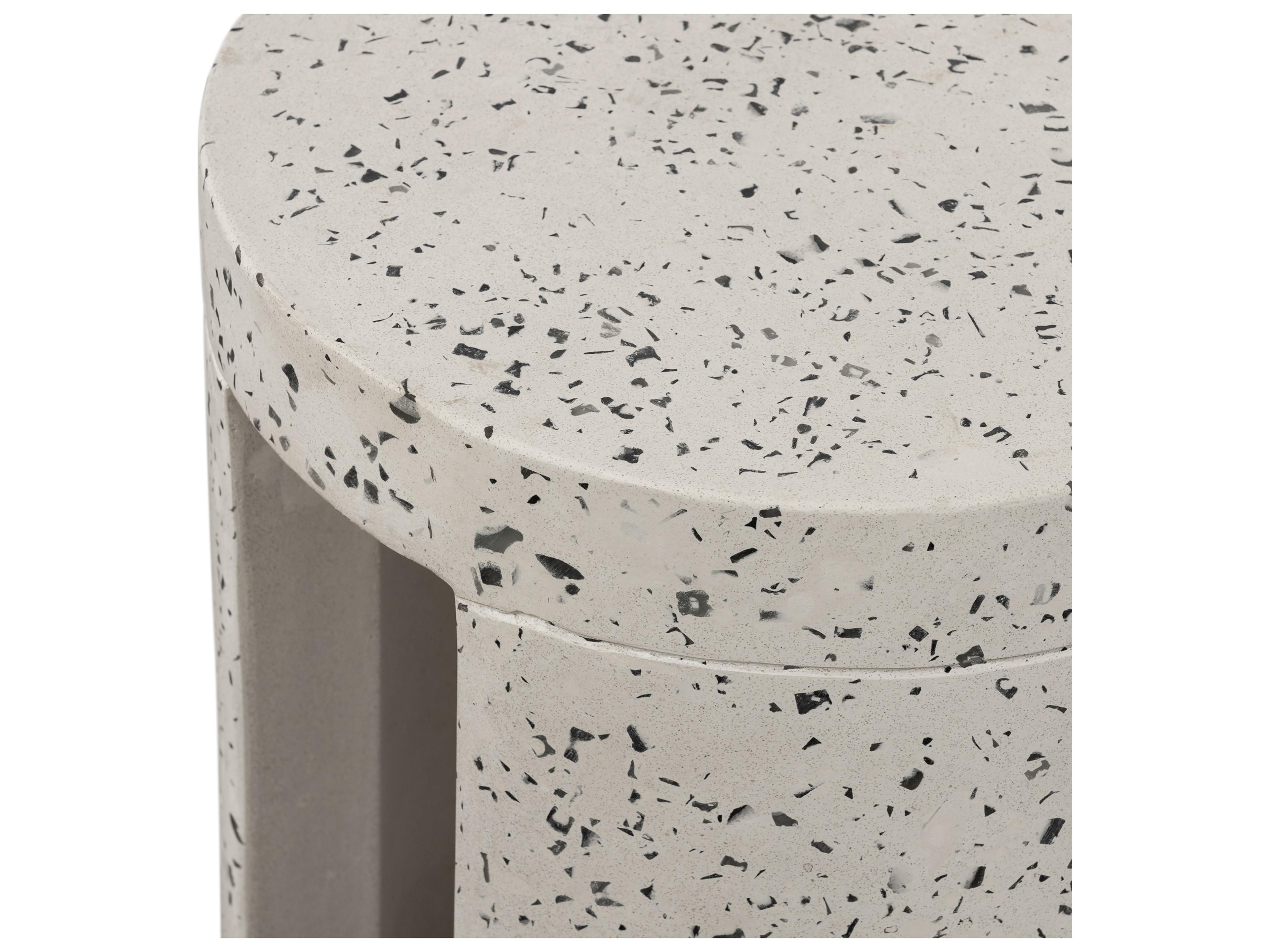 Moe's Home Lyon Greystone Terrazzo White Accent Stool