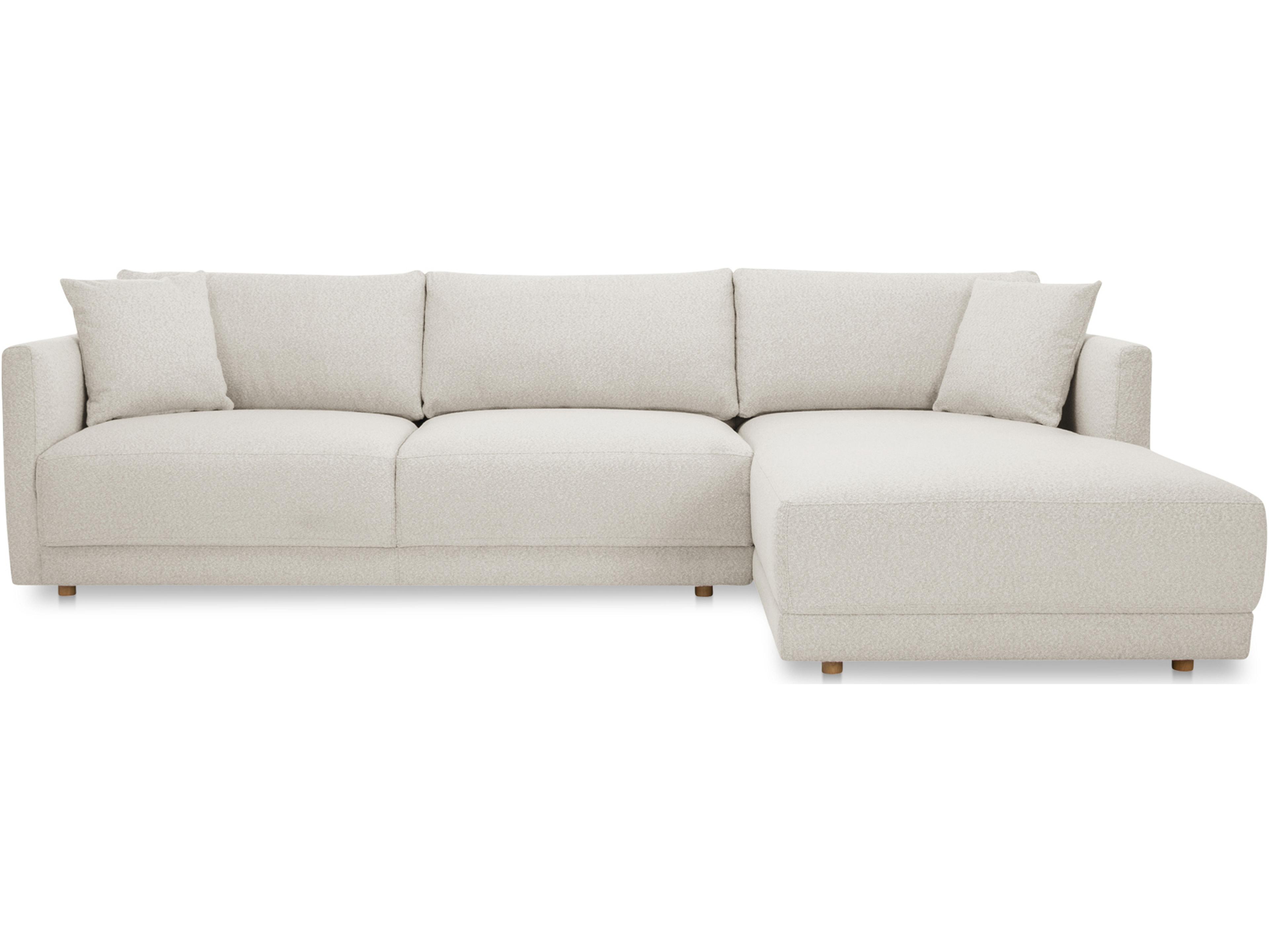 Bryn White Upholstered Sectional Sofa with RAF Chaise