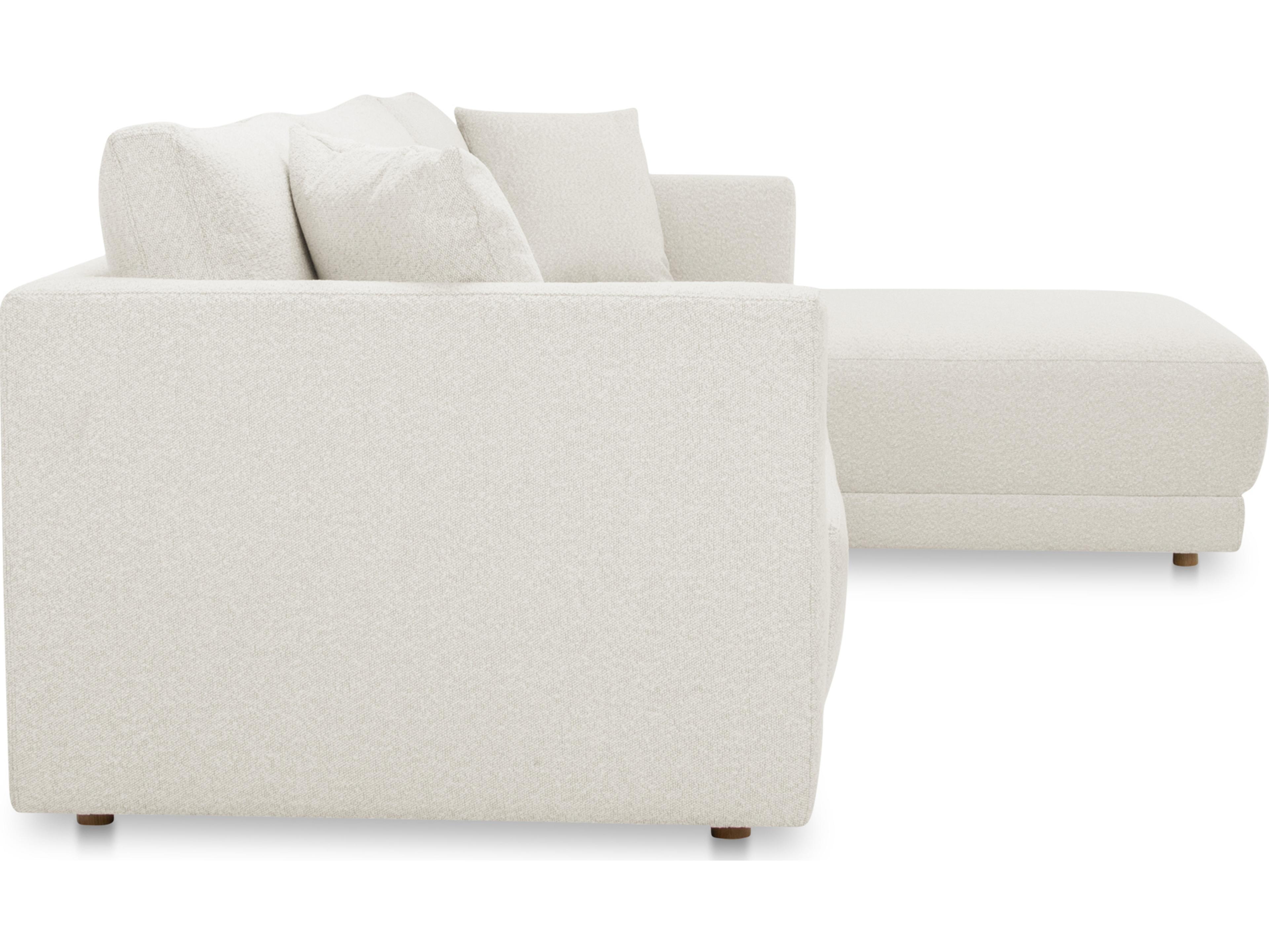 Moe's Home Bryn White Upholstered Sectional Sofa with RAF Chaise