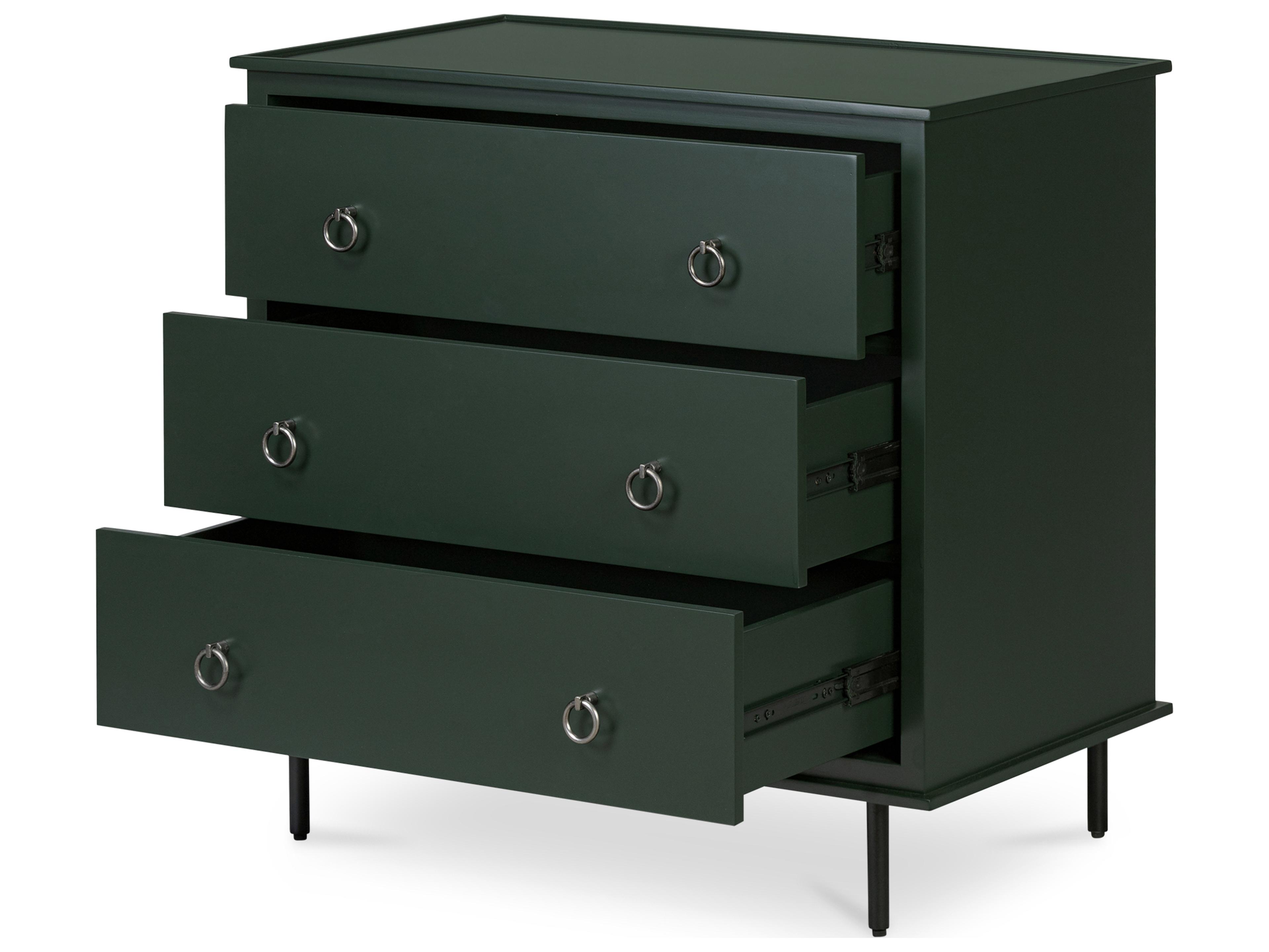 Moe's Home Reagan 3 Drawer Nightstand Deep Green