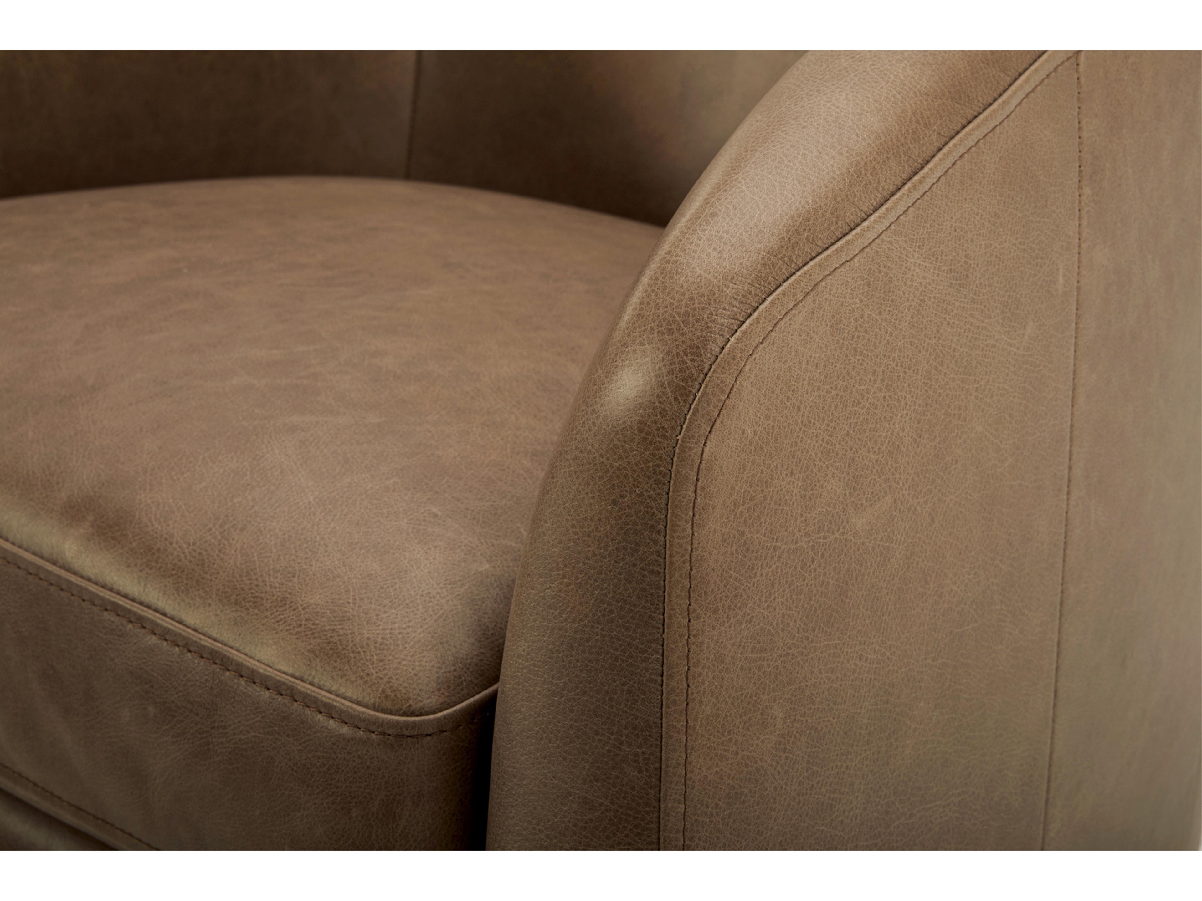 Moe's Home Oscy Swivel Brown Leather Accent Chair
