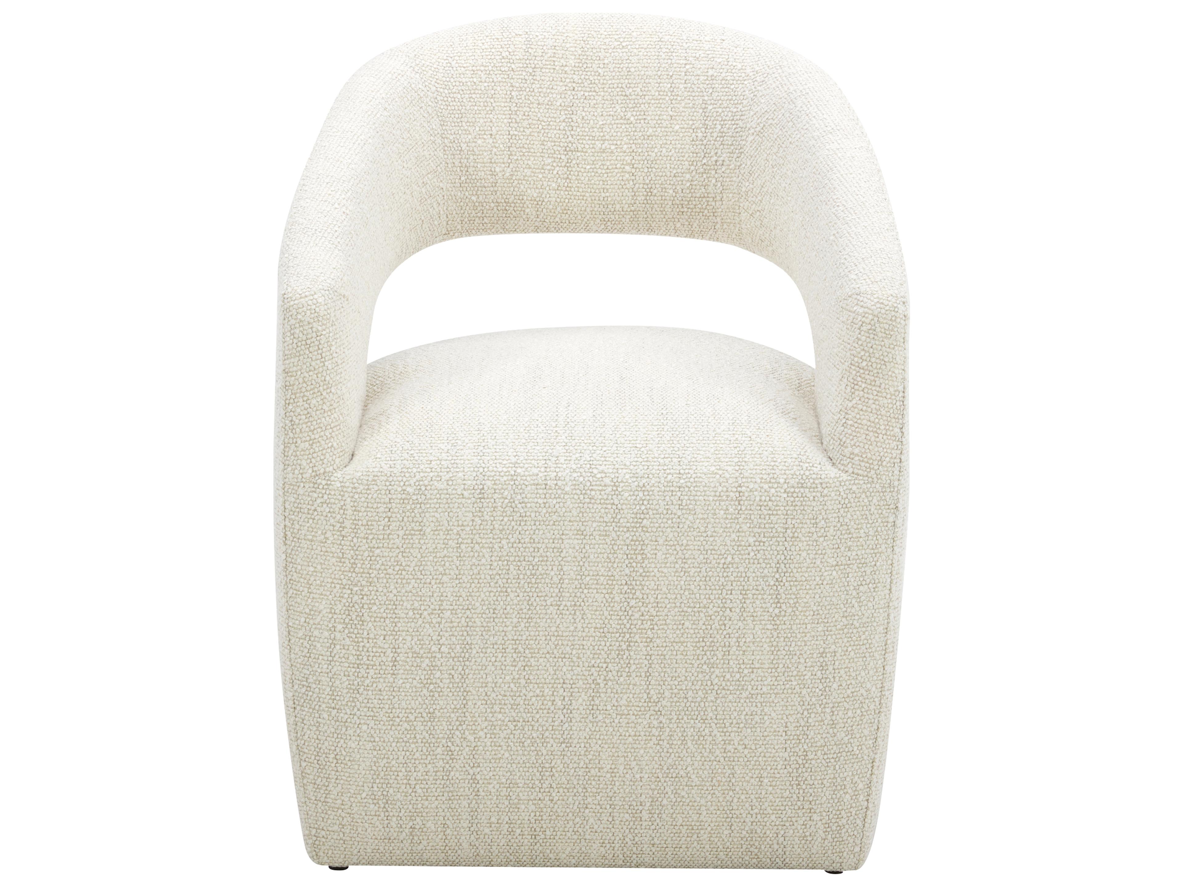 Moe's Home Barrow White Upholstered Arm Dining Chair