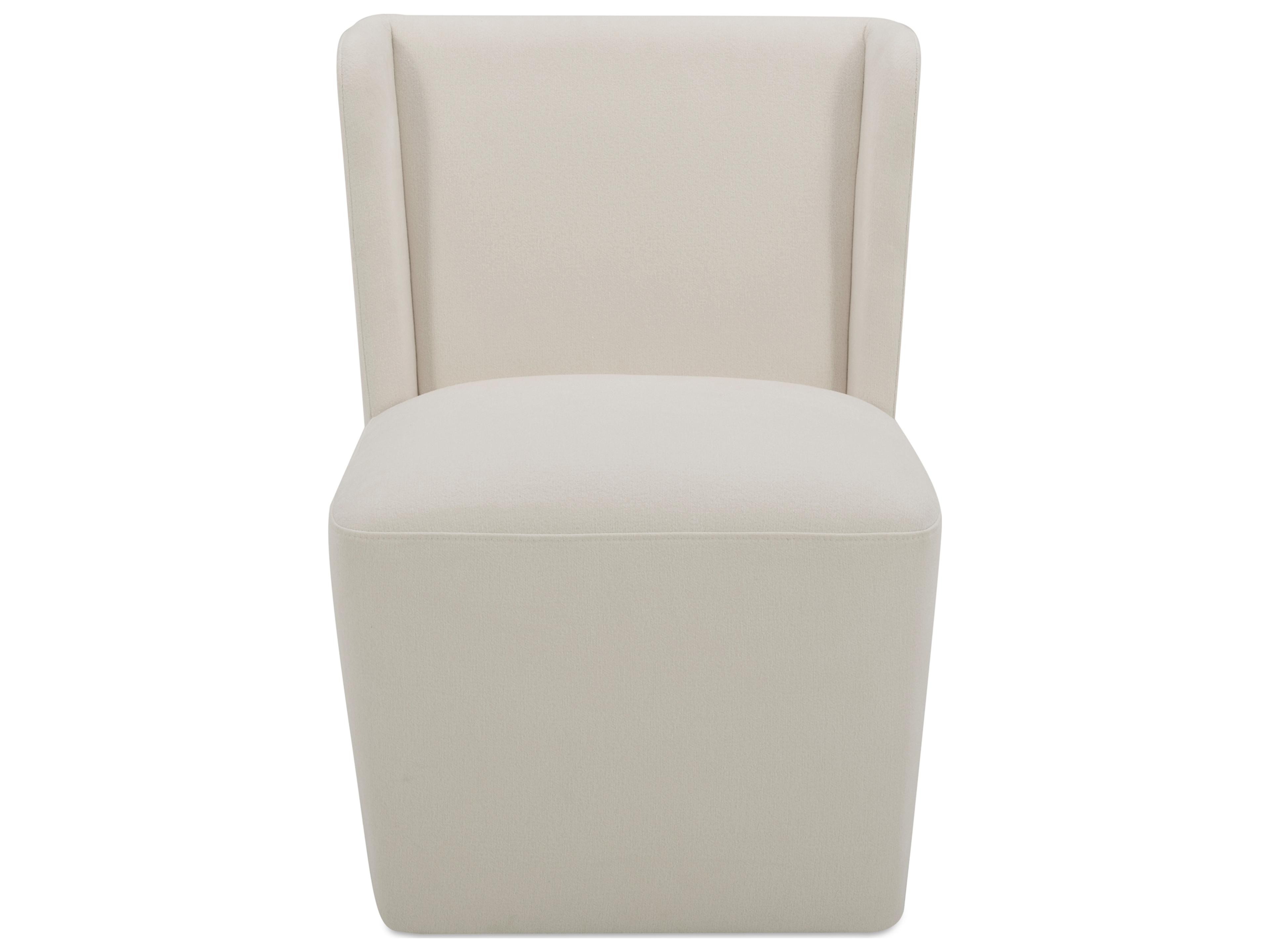 Moe's Home Cormac Rolling White Upholstered Side Dining Chair