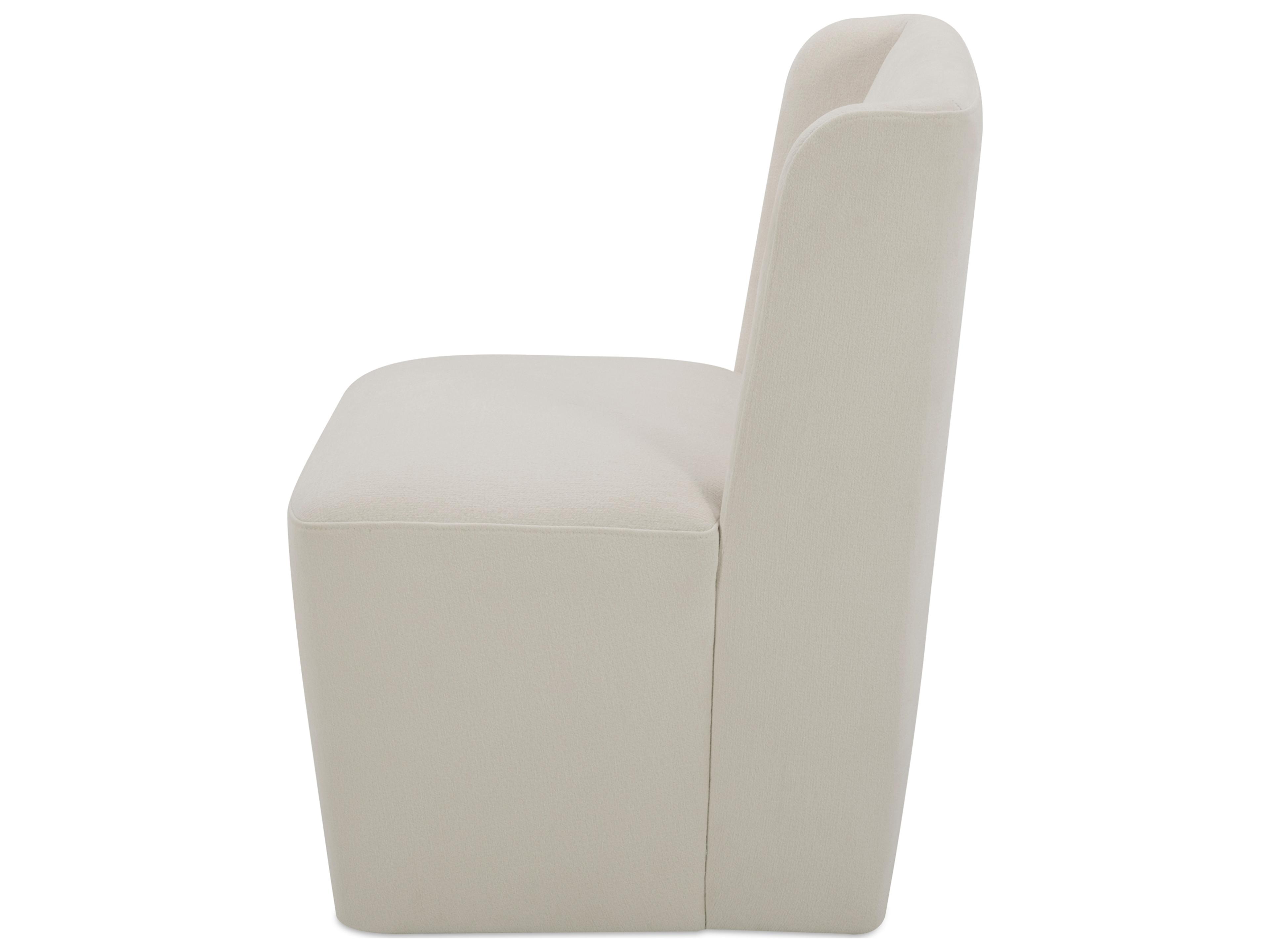 Moe's Home Cormac Rolling White Upholstered Side Dining Chair