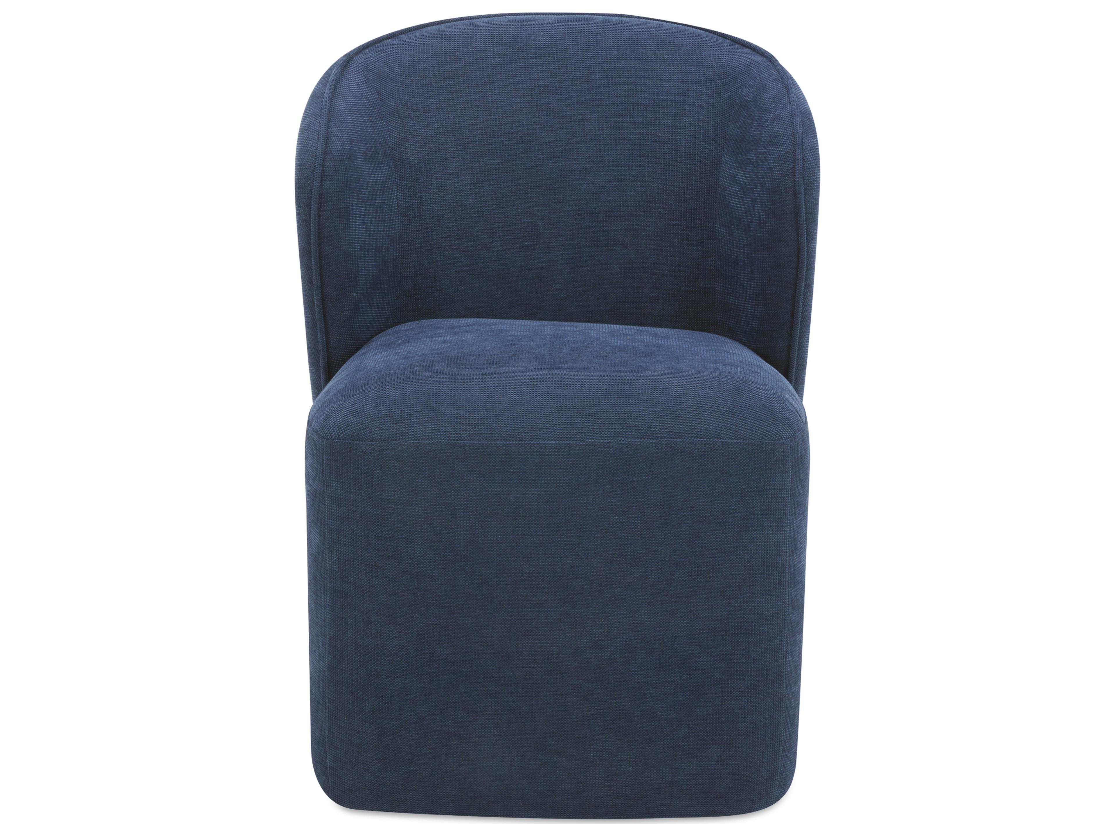 Moe's Home Larson Rolling Blue Upholstered Side Dining Chair