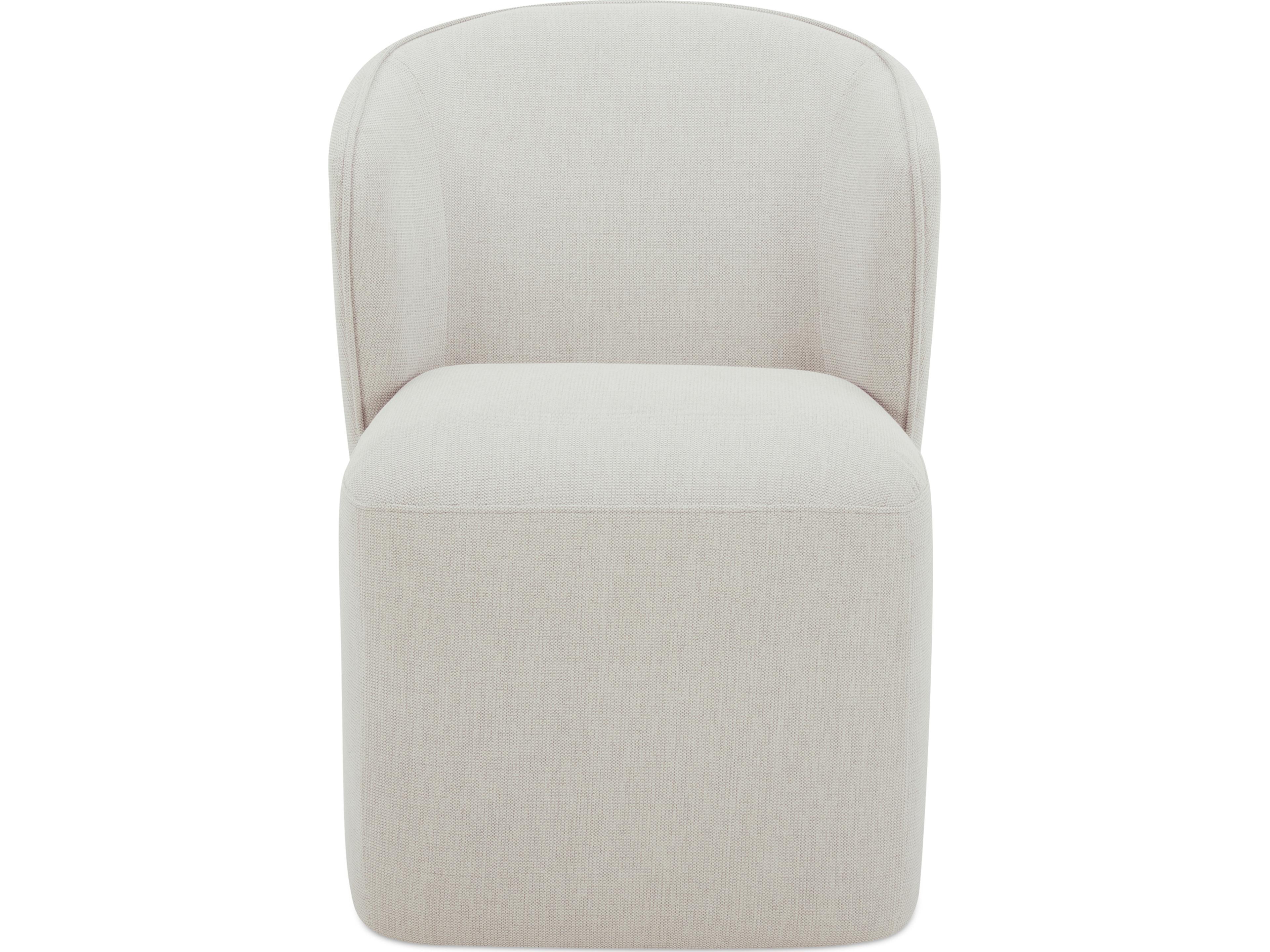 Larson Rolling White Upholstered Side Dining Chair