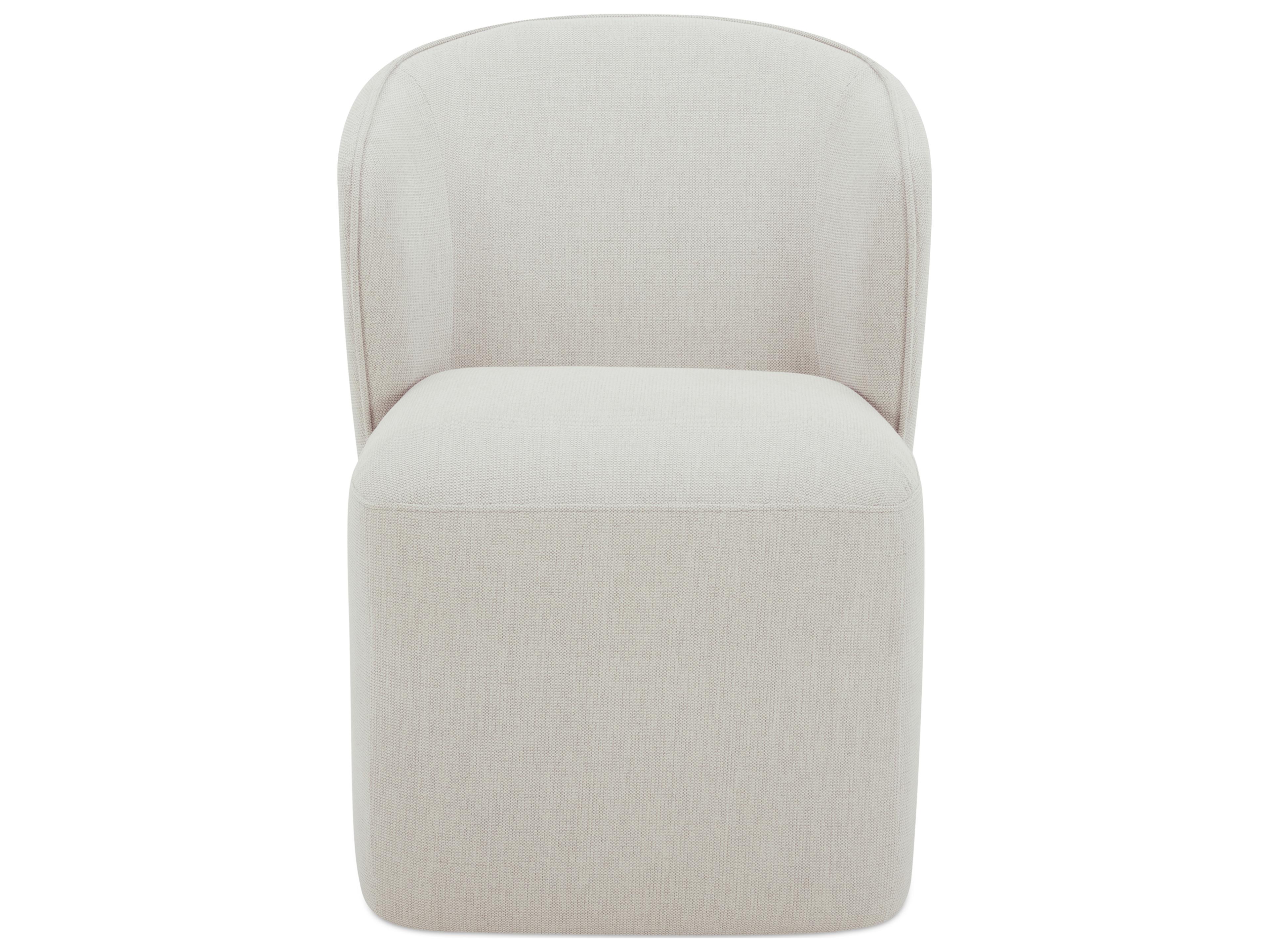 Moe's Home Larson Rolling White Upholstered Side Dining Chair