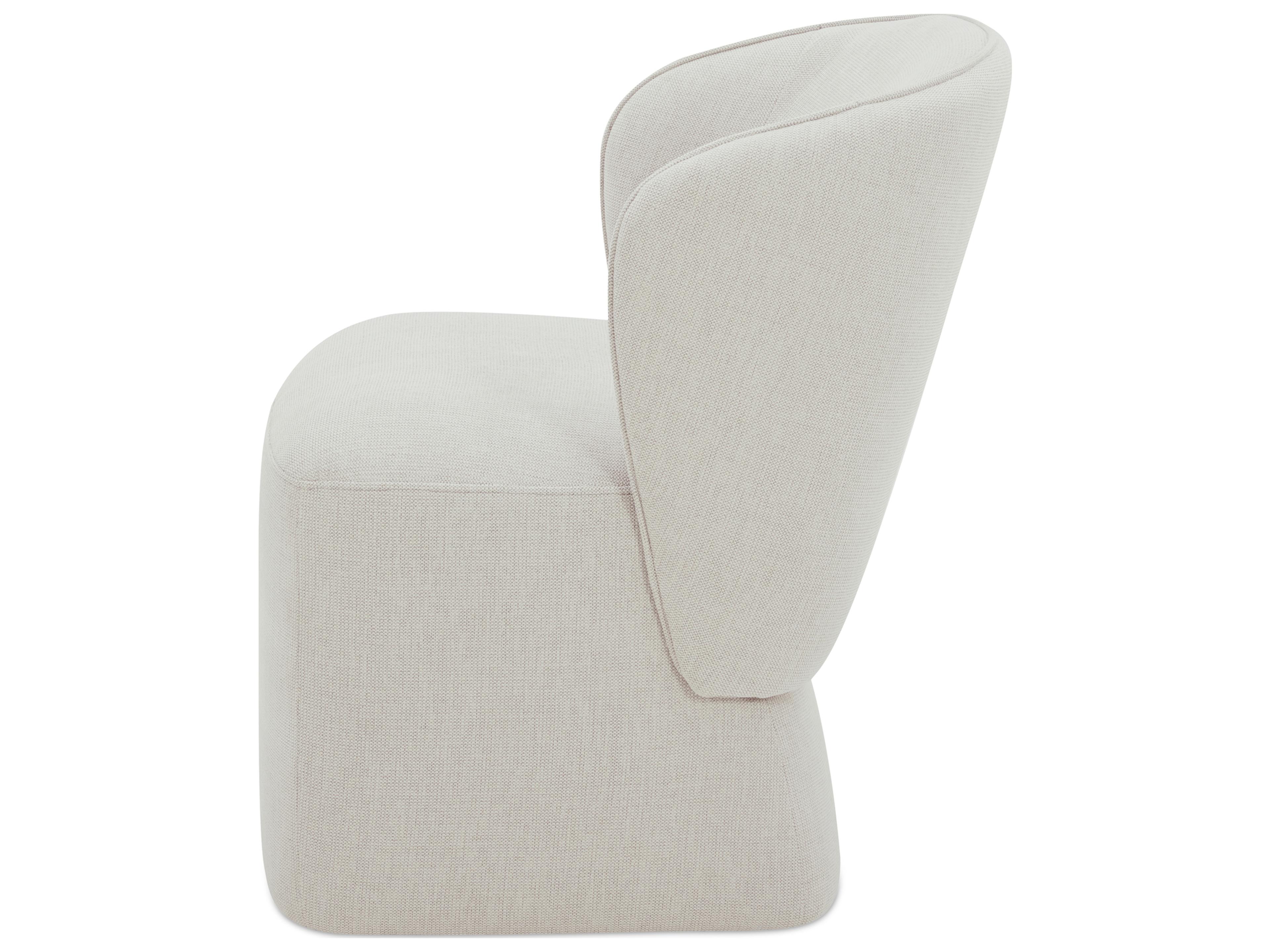 Moe's Home Larson Rolling White Upholstered Side Dining Chair